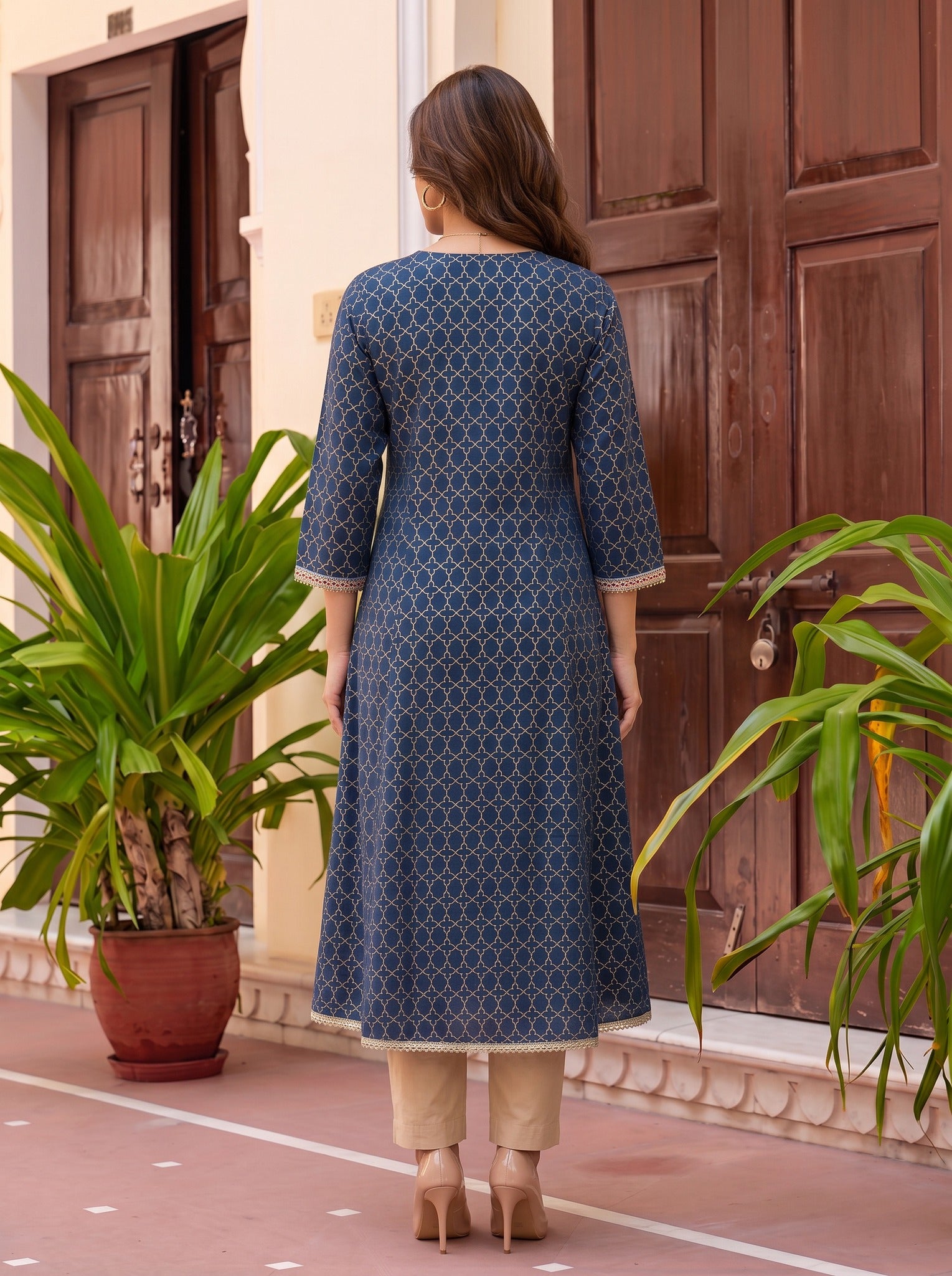Viscose Embroidered Straight Calf Length Kurta