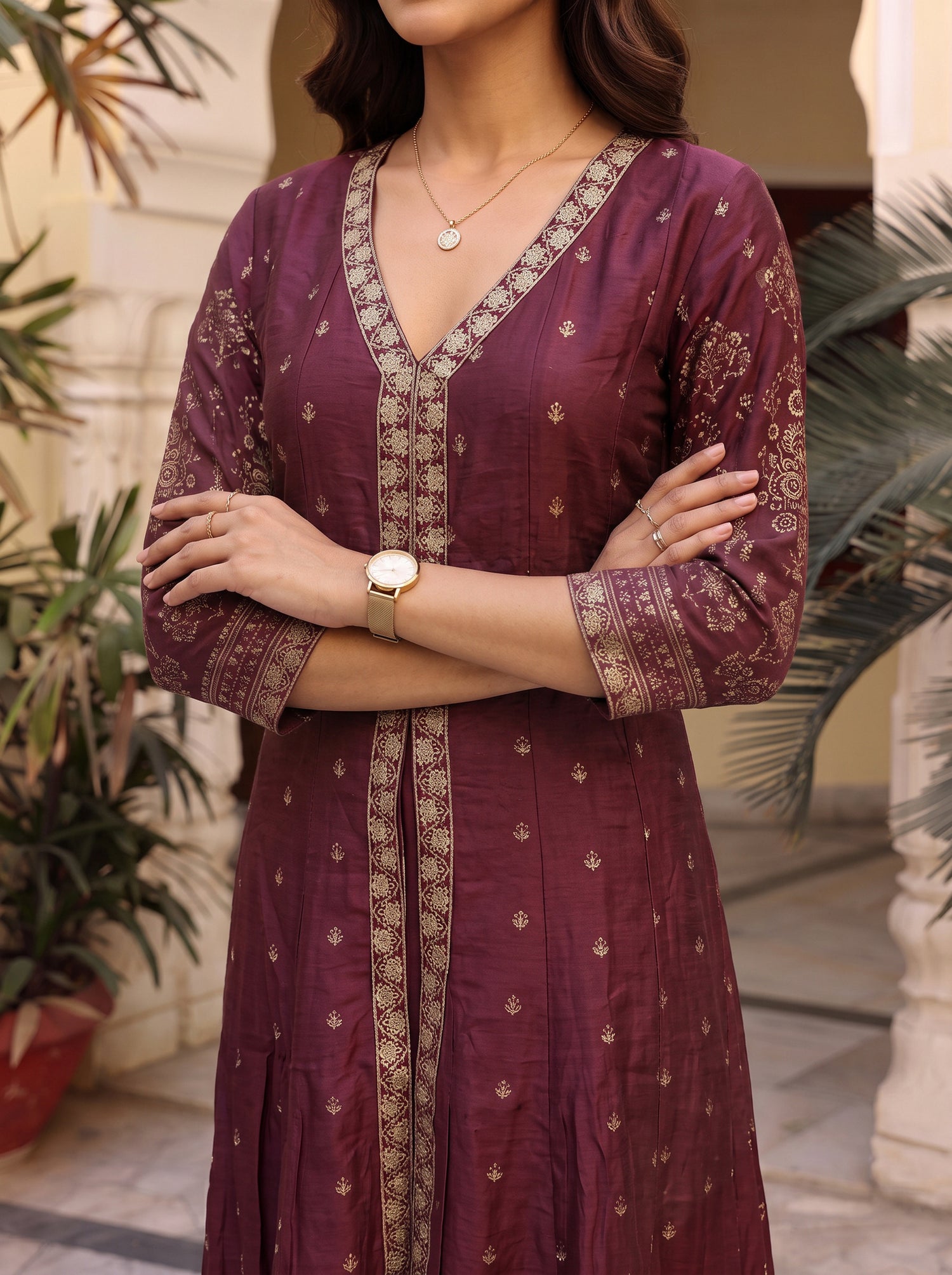 Buy Viscose Embroidered Straight Calf Length Kurta-Maroon