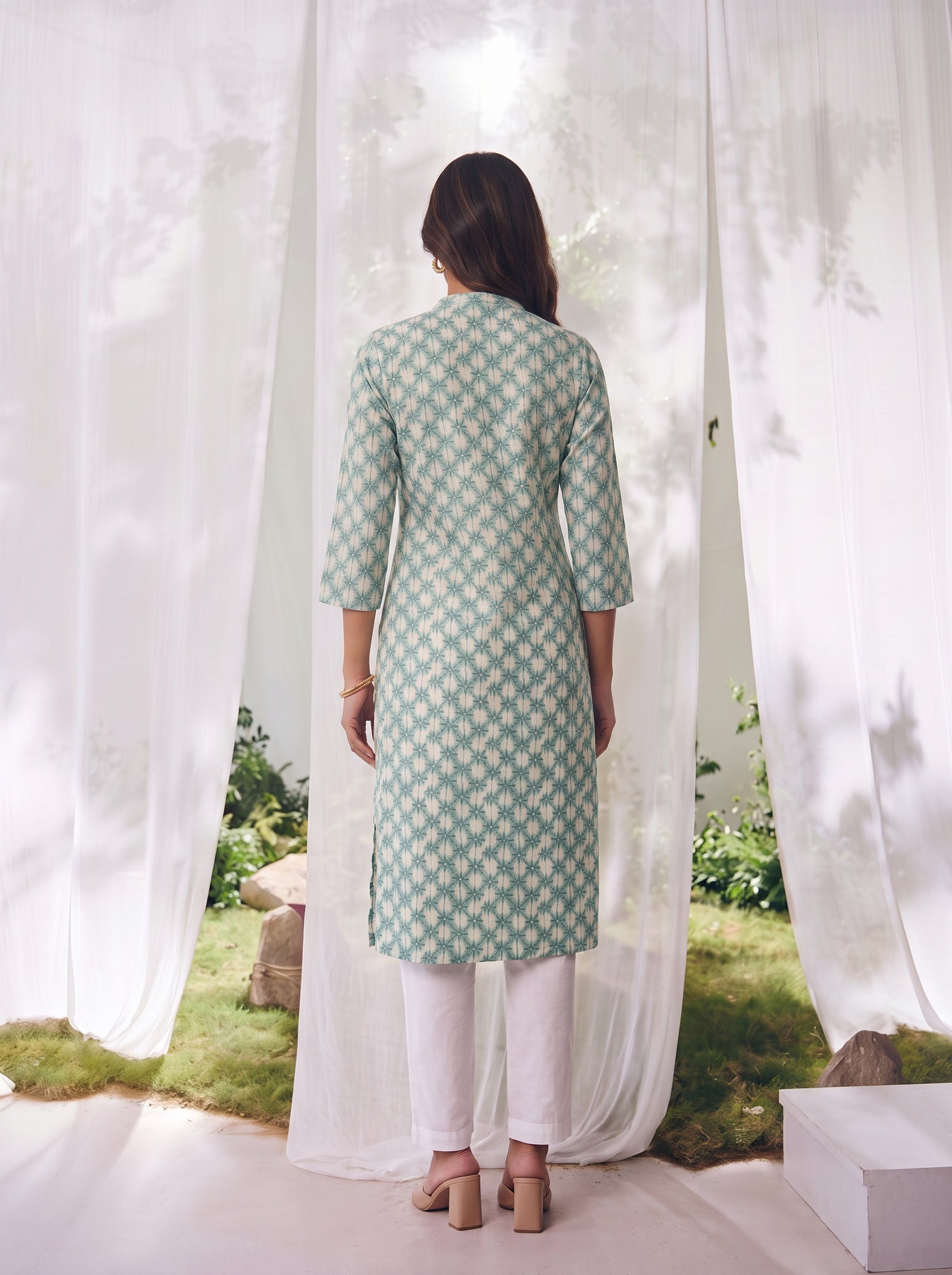 Rayon Printed Straight Calf Length Kurta