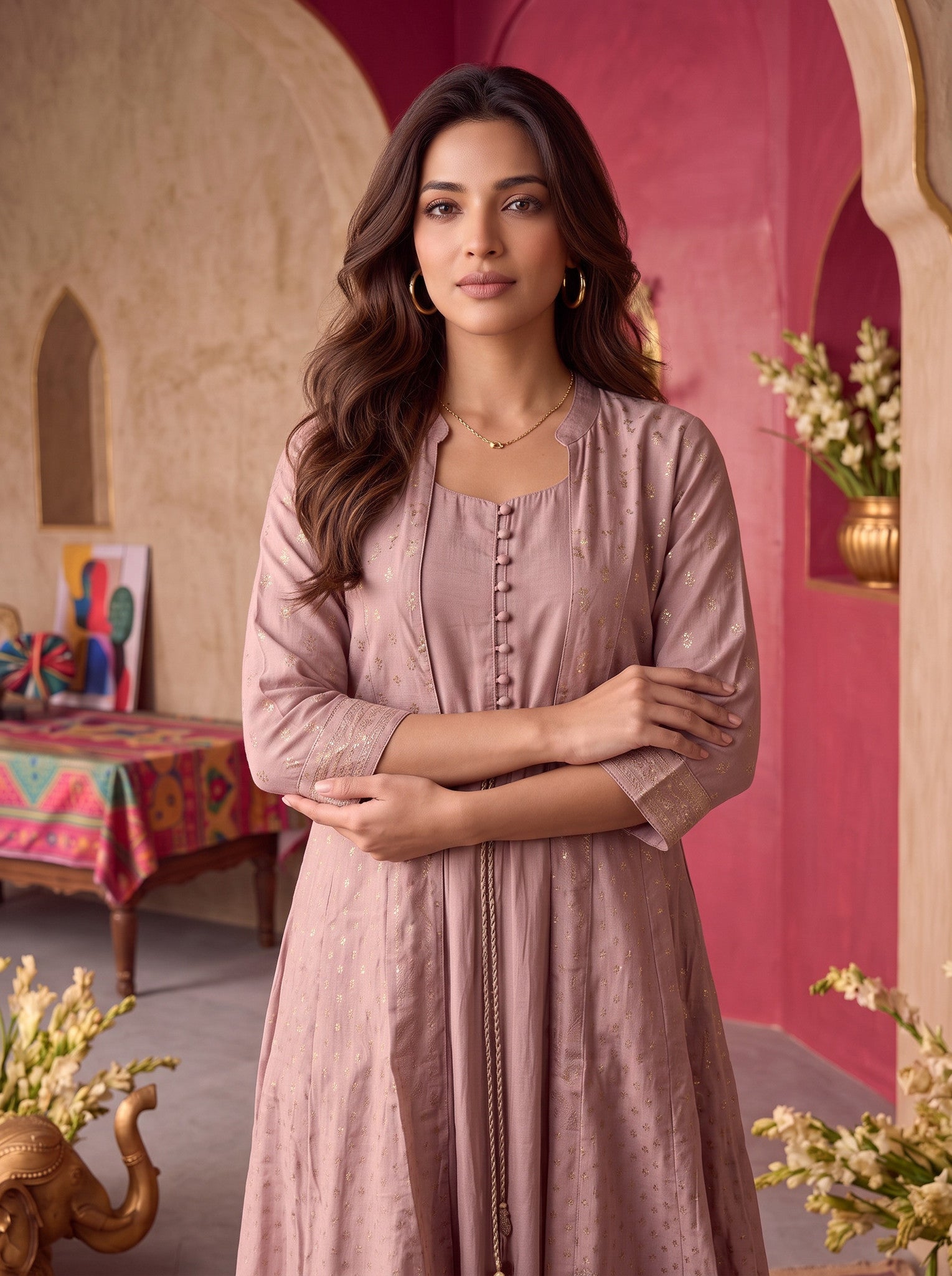 Viscose Printed Flared Calf Length Kurta