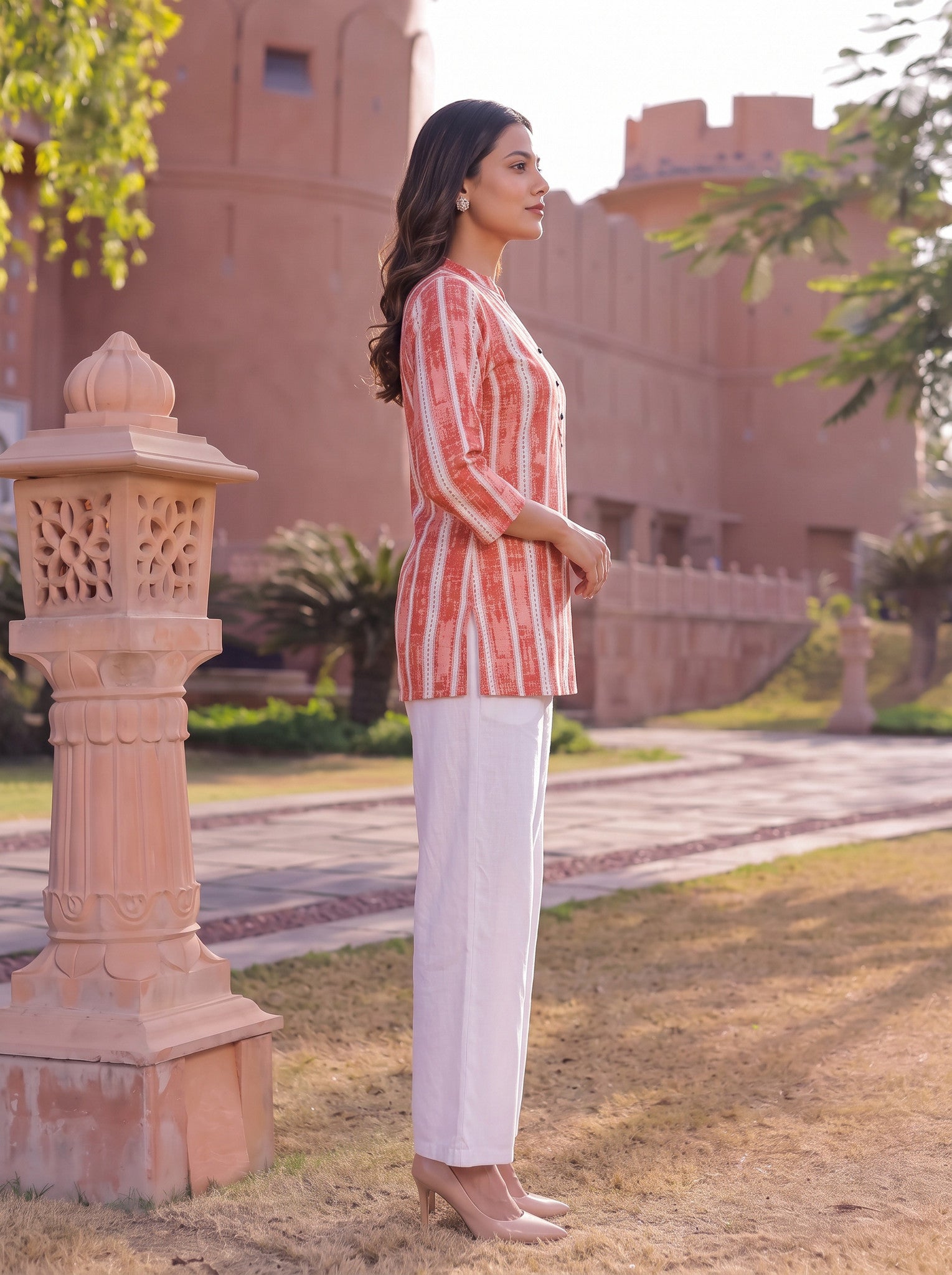 Cotton Printed Straight Short Length Short Kurta