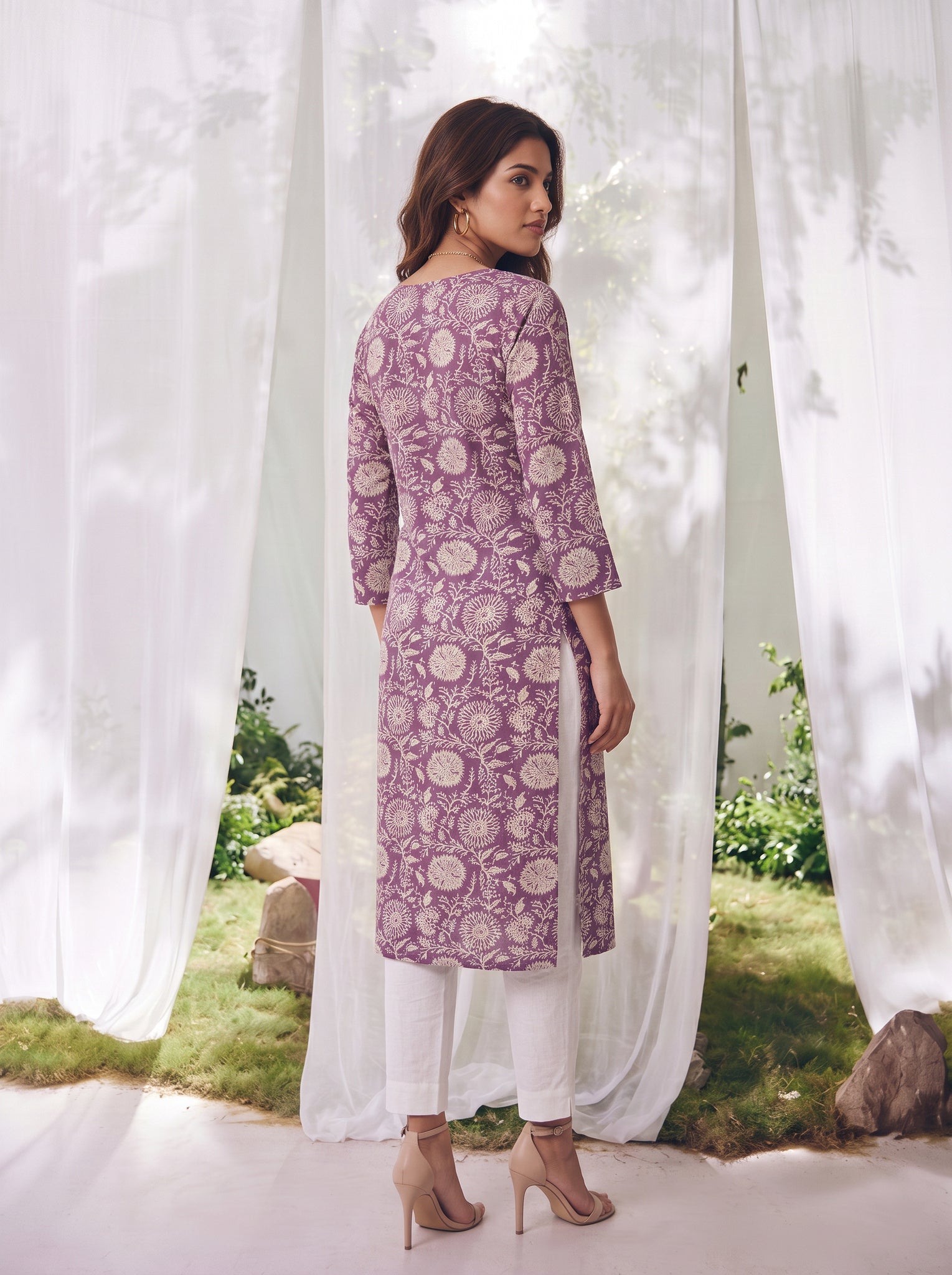 Cotton Printed Straight Calf Length Kurta