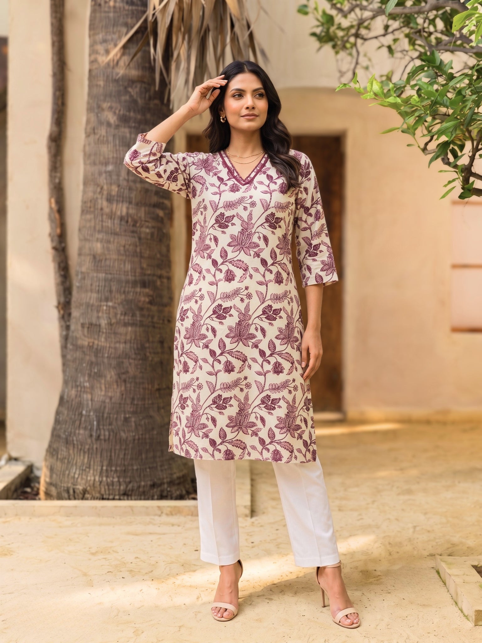 Rayon Printed Straight Knee Length Kurta