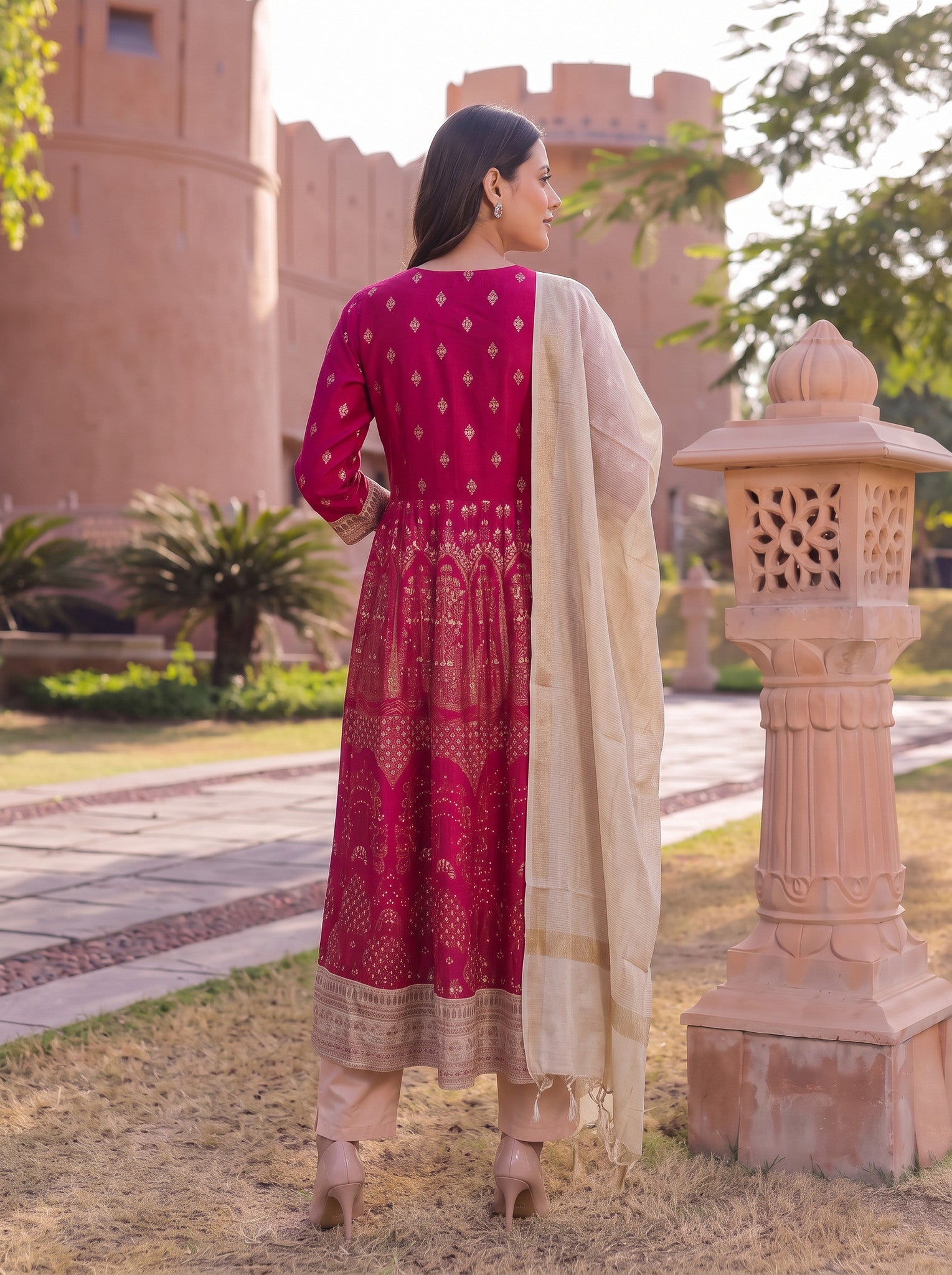 Viscose Embroidered Straight Calf Length Kurta With Pant and Dupatta