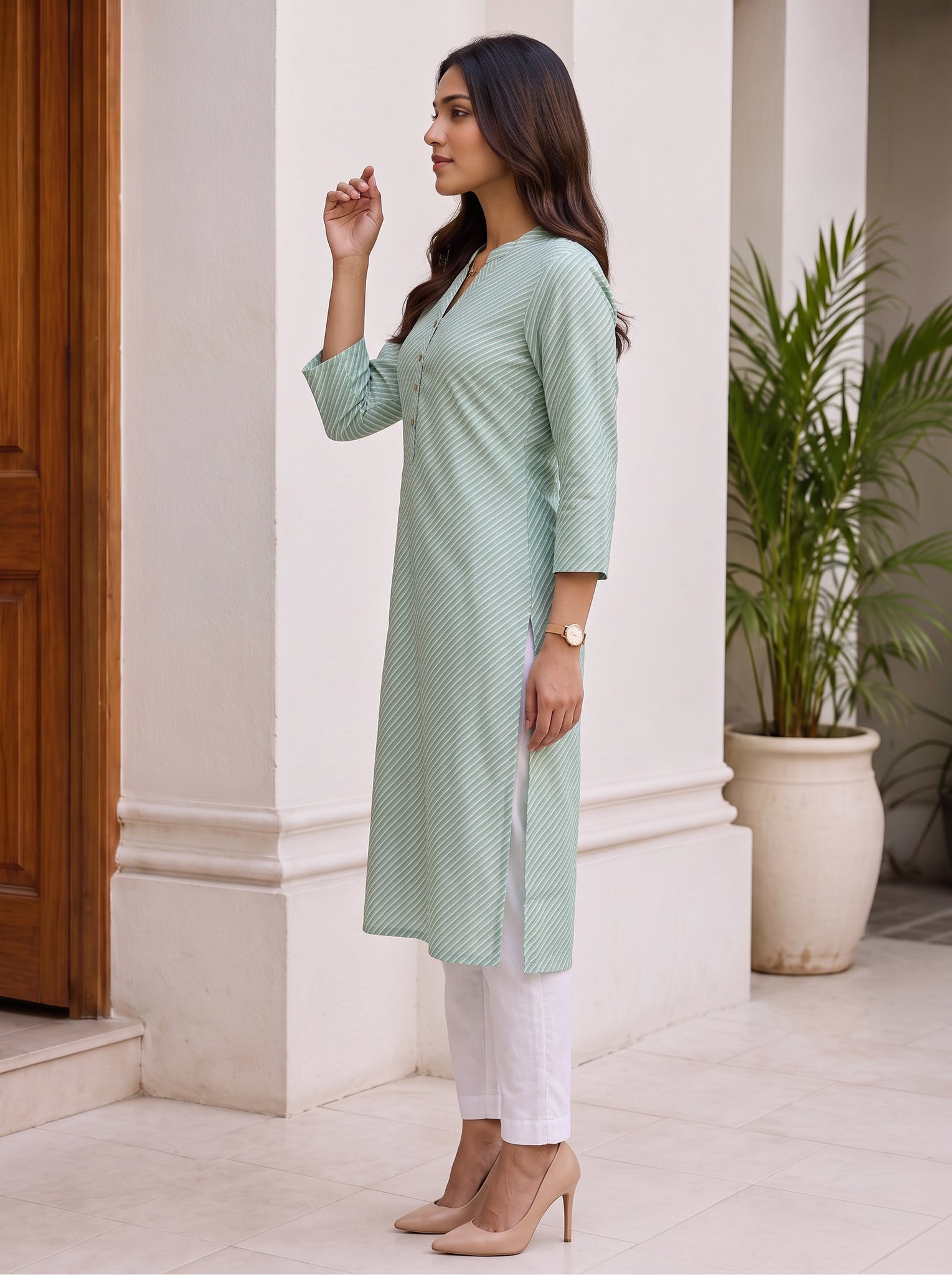 Cotton Printed Straight Knee Length Kurta