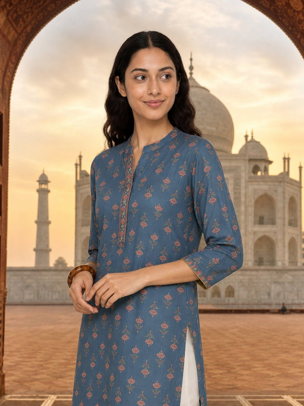 Rayon Printed Straight Calf Length Kurta