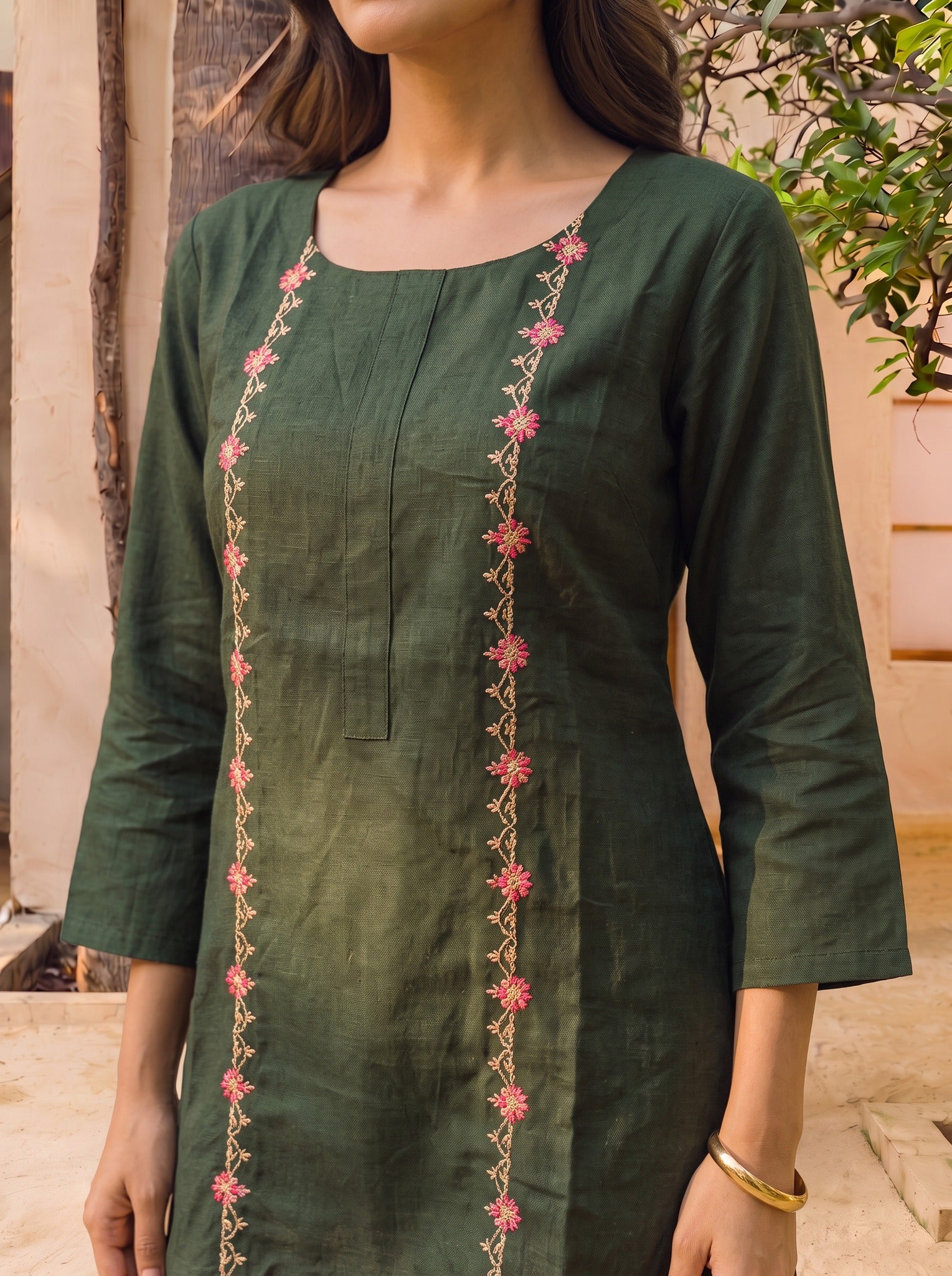 Rayon Embroidered Straight Short Length Short Kurta