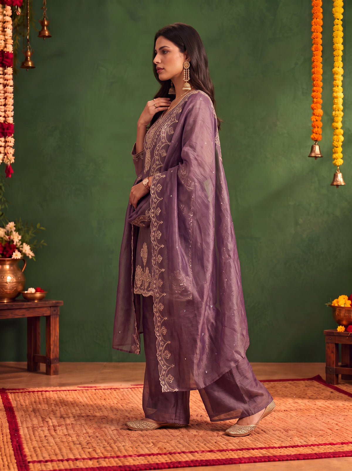 Viscose Embroidered Straight Knee Length Kurta With Pant and Dupatta