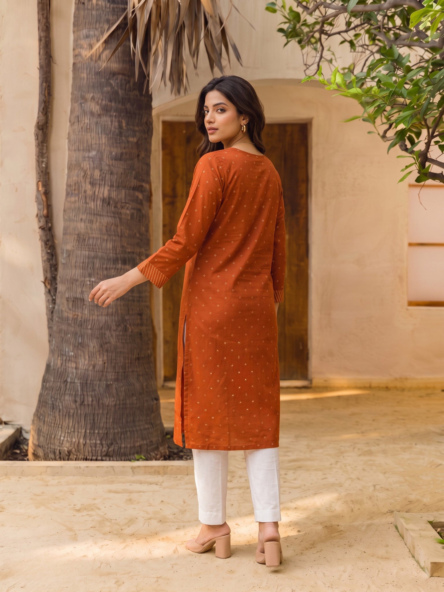 Rayon Embroidered Straight Calf Length Kurta