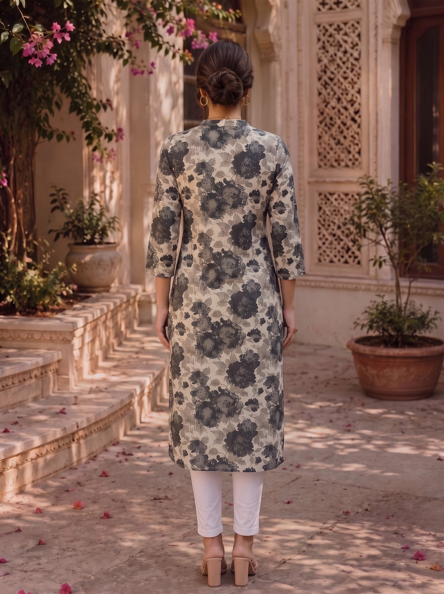Buy Cotton Printed Straight Calf Length Kurta-Black