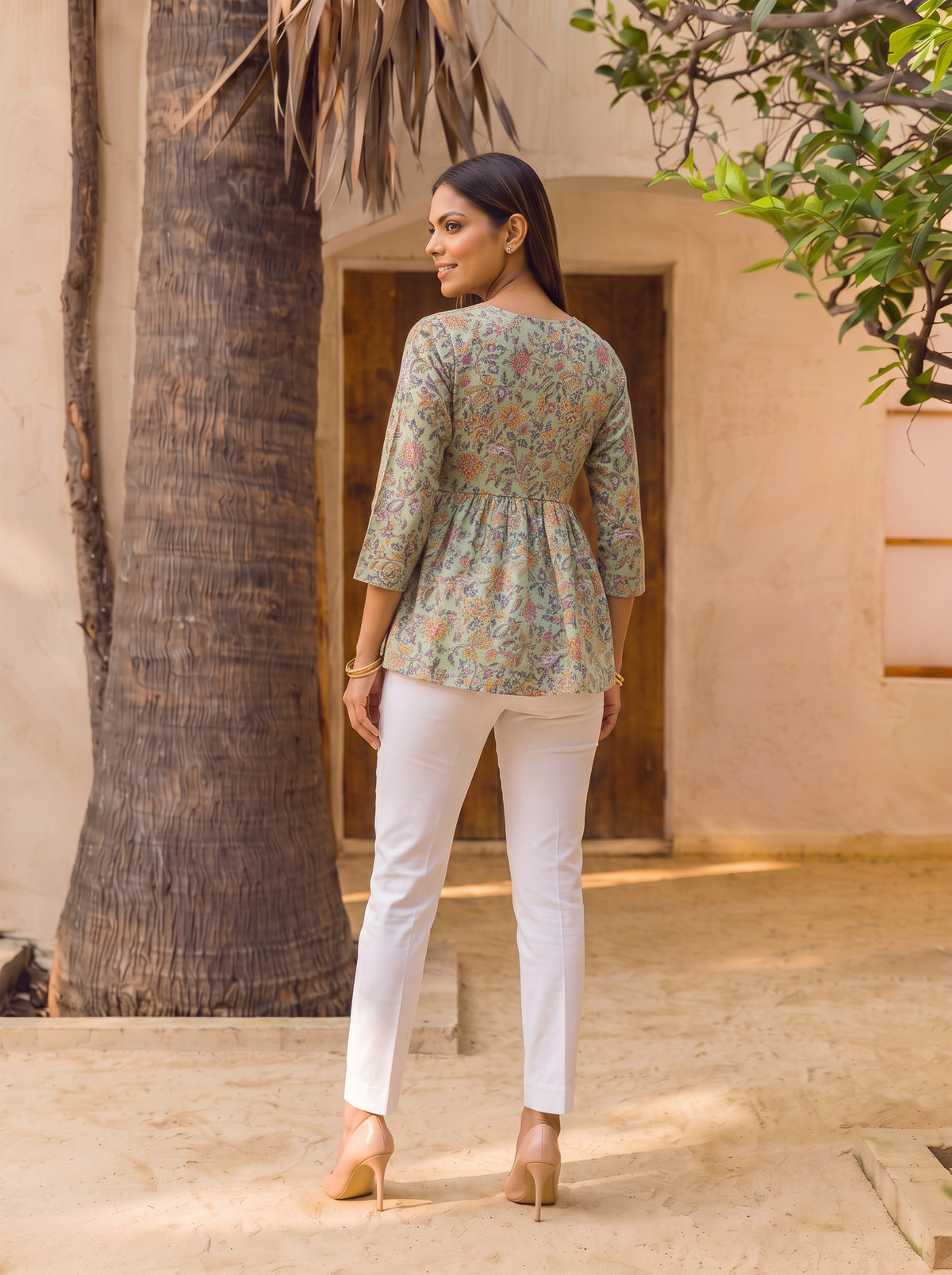Cotton Printed Peplum Short Length Short Kurta