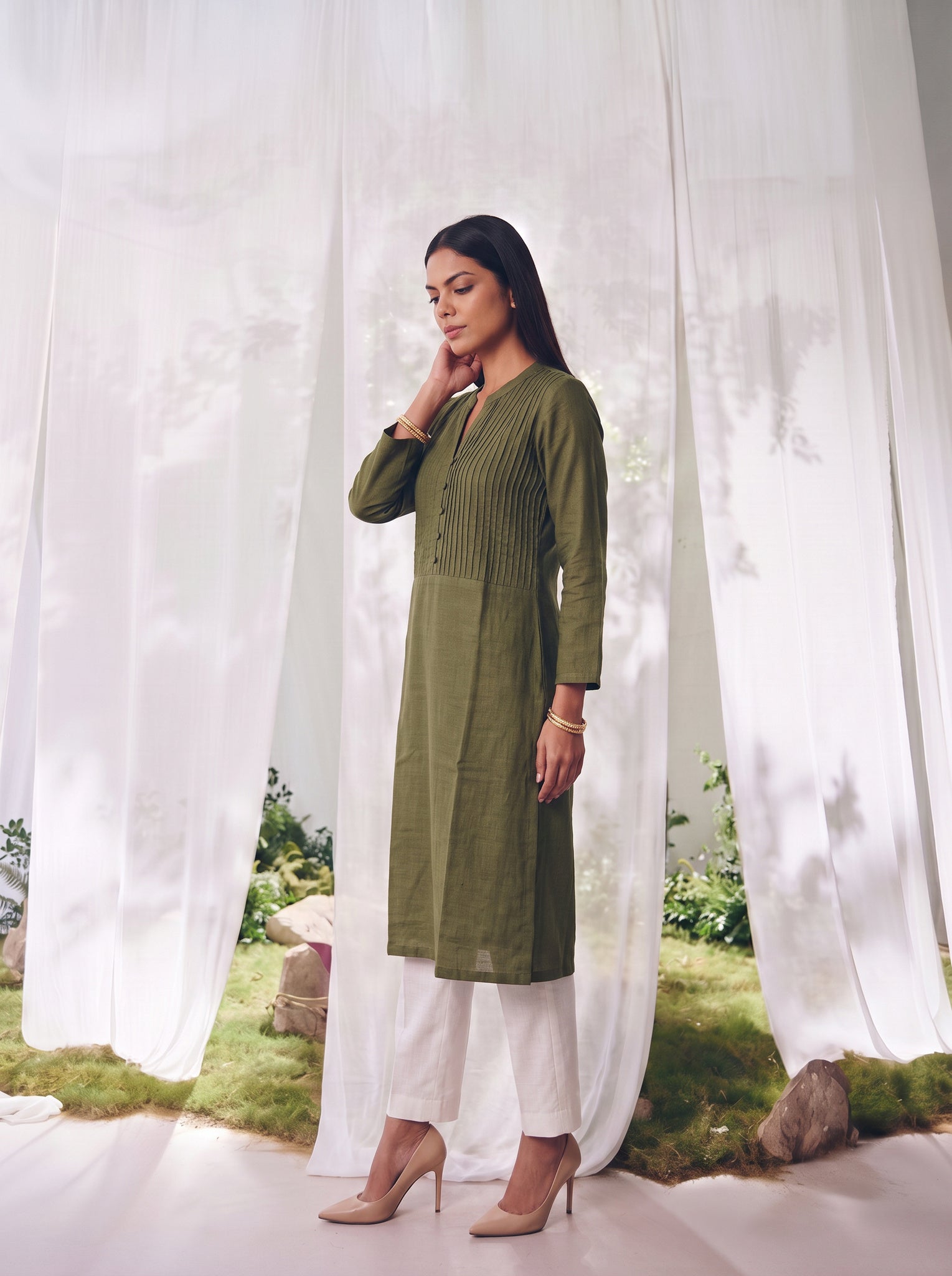 Rayon Embroidered Straight Calf Length Kurta