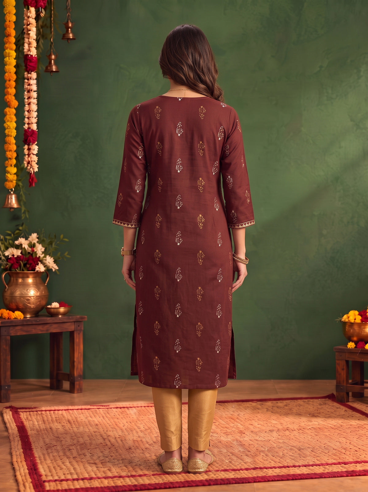 Rayon Embroidered Straight Calf Length Kurta