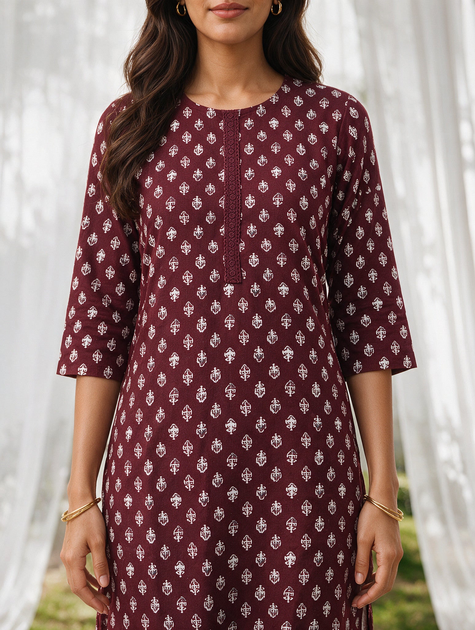 Rayon Printed Straight Knee Length Kurta