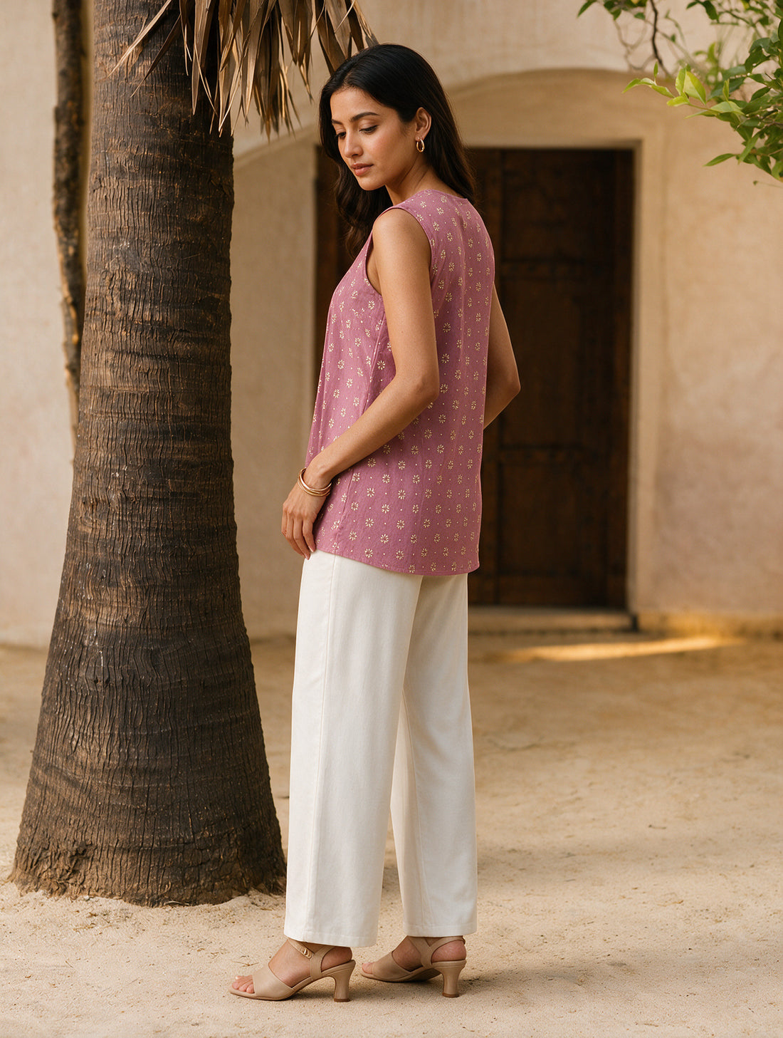 Buy Rayon Printed A-Line Short Length Short Kurta-Mauve