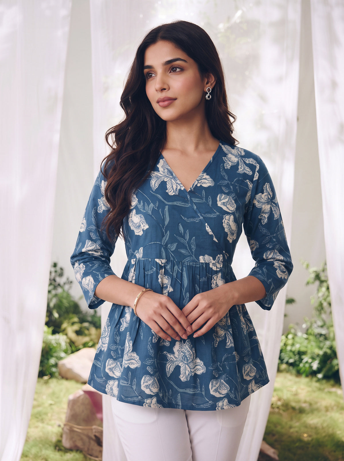 Cotton Printed Peplum Short Length Short Kurta