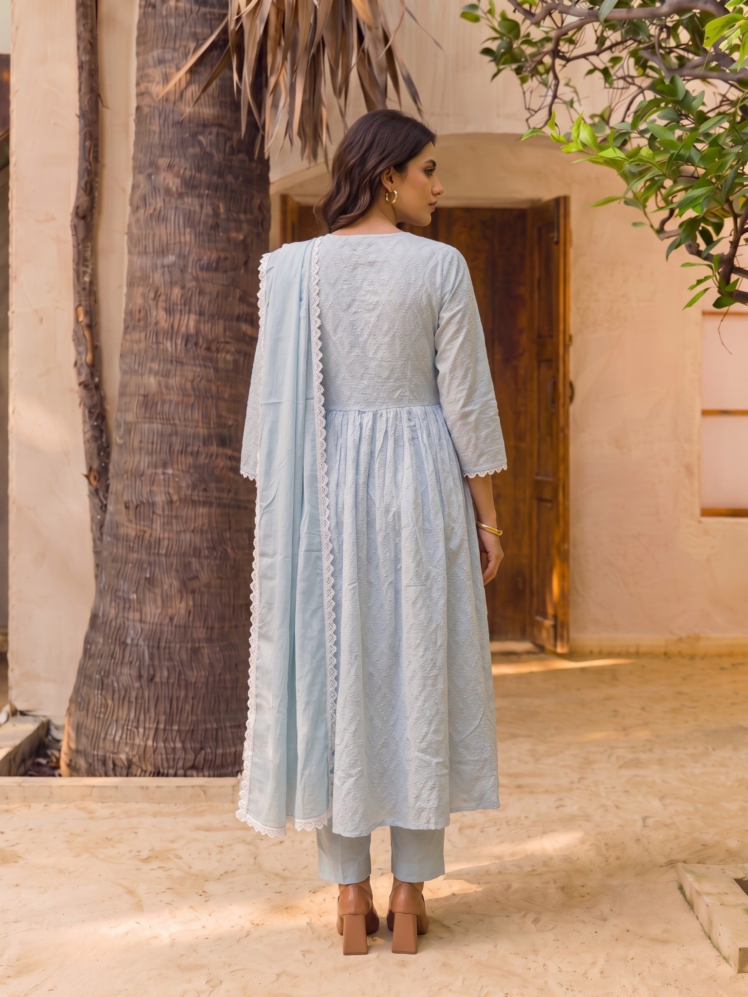 Cotton Embroidered Straight Calf Length Kurta With Pant