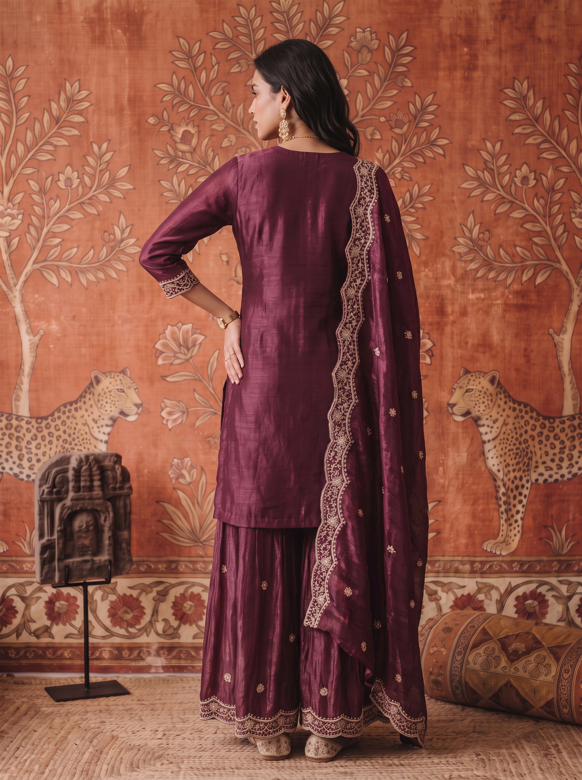 Viscose Embroidered Straight Knee Length Kurta With Pant and Dupatta