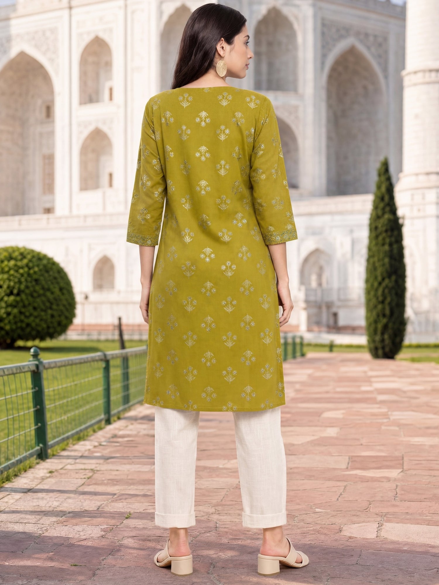 Rayon Printed Straight Knee Length Kurta