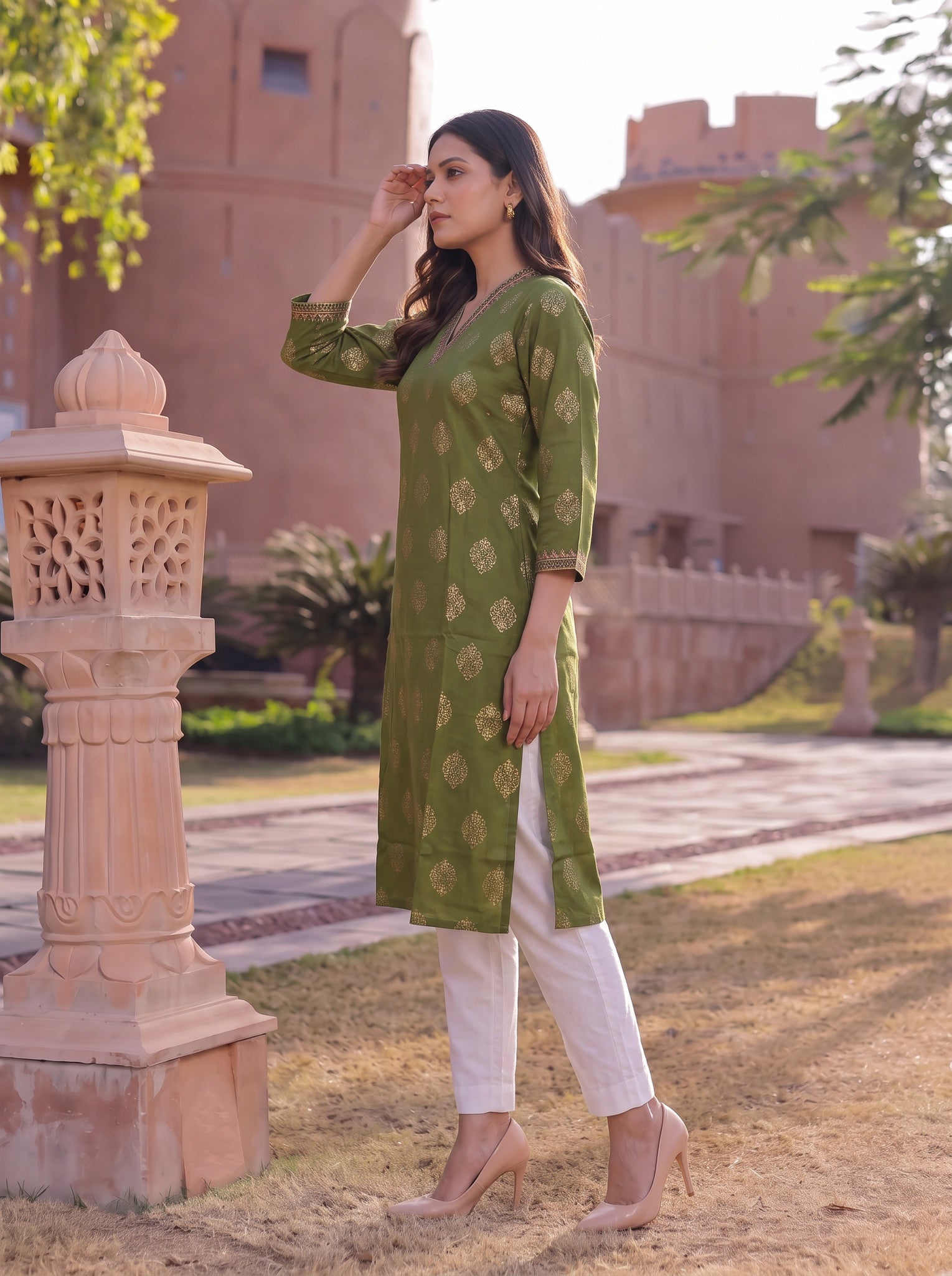 Rayon Embroidered Straight Calf Length Kurta