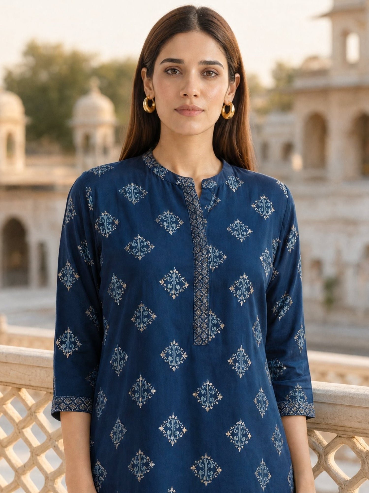 Rayon Printed Straight Knee Length Kurta