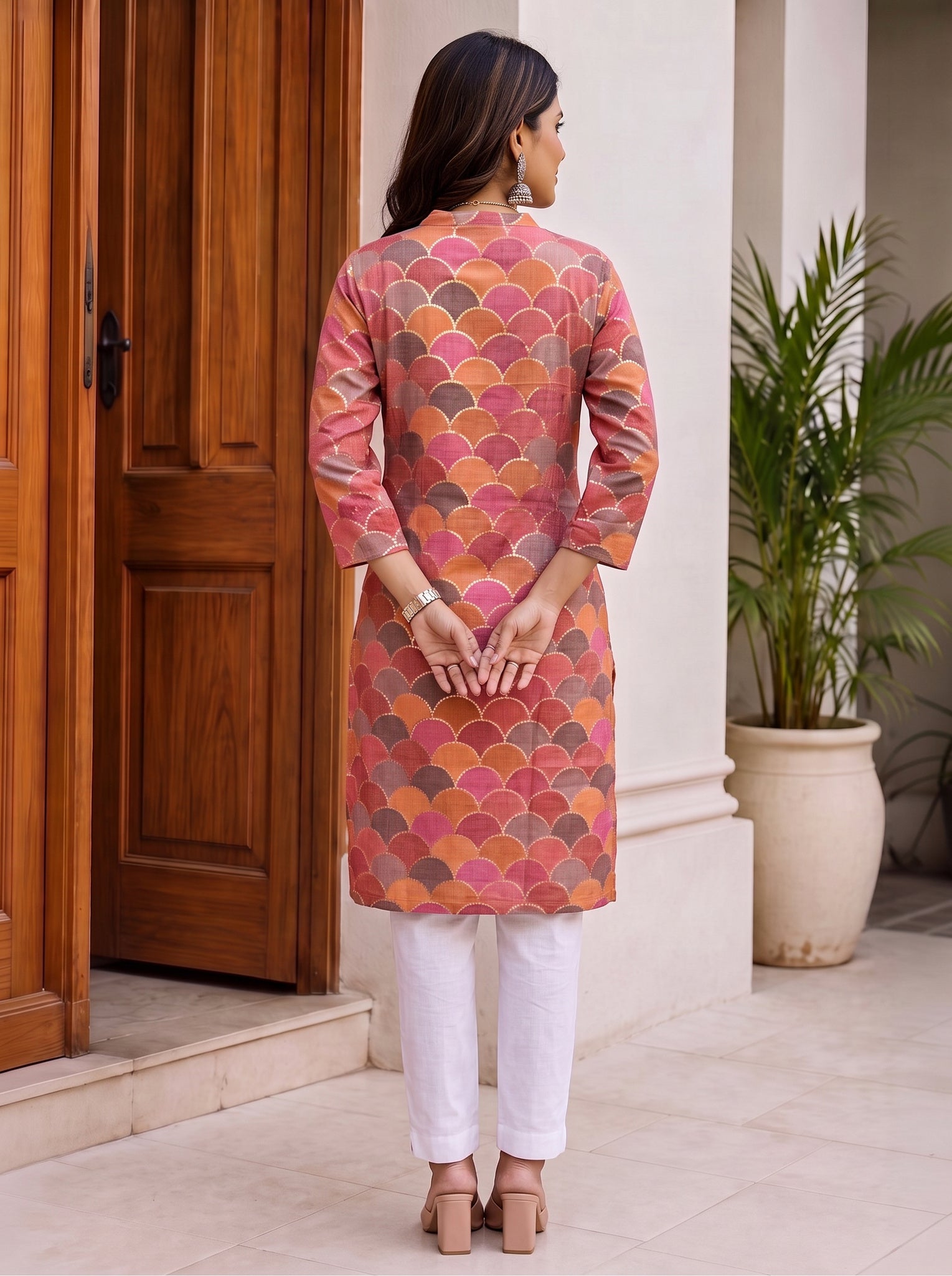 Viscose Printed Straight Knee Length Kurta