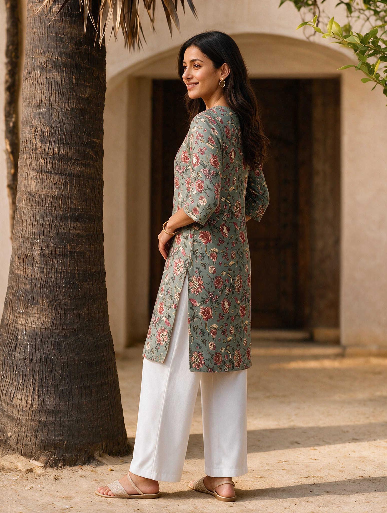 Cotton Printed Straight Knee Length Kurta