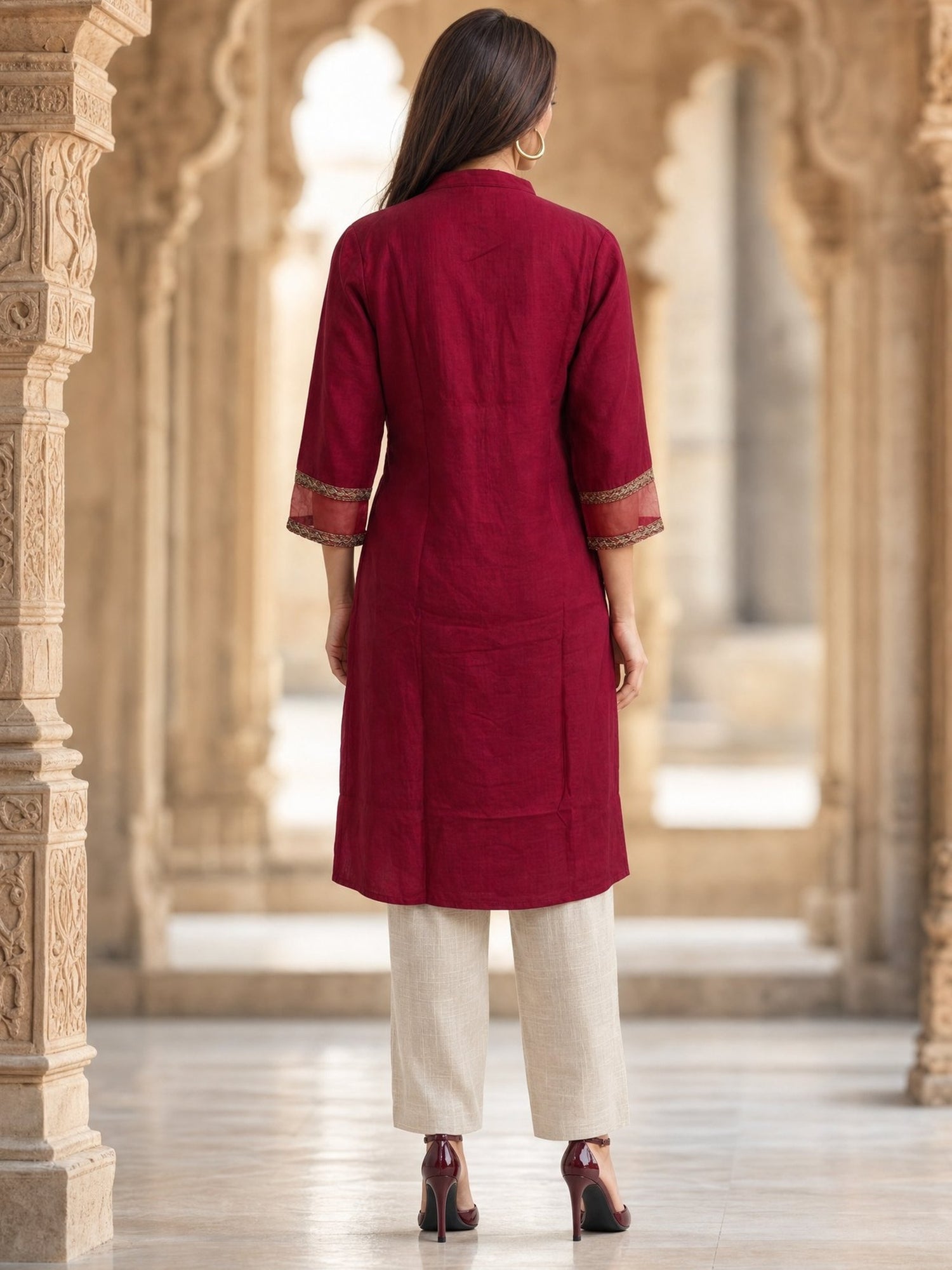 Viscose Embroidered A-Line Calf Length Kurta