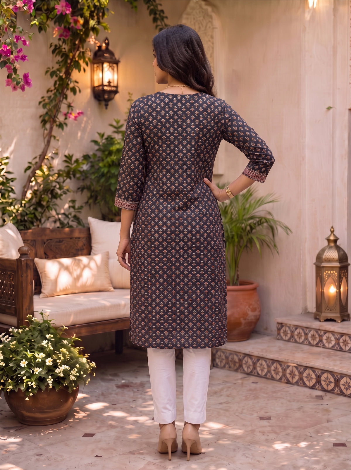 Rayon Embroidered Straight Calf Length Kurta