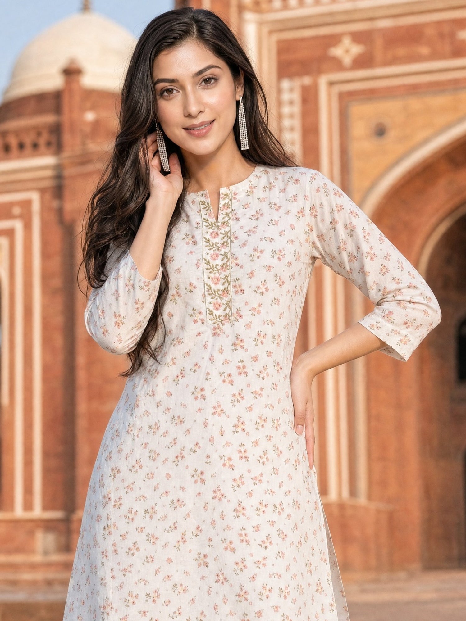 Rayon Printed Straight Knee Length Kurta