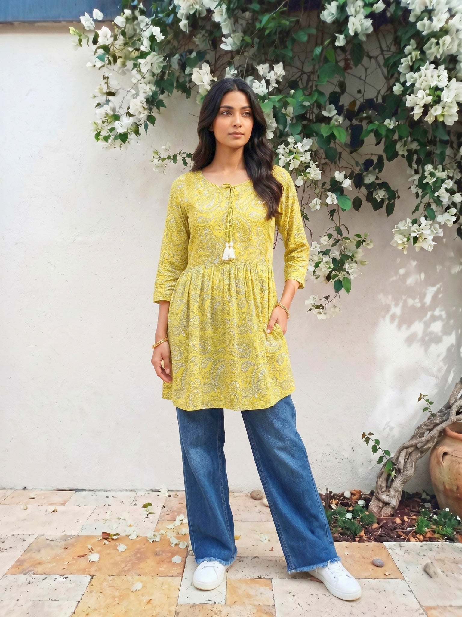 Rayon Embroidered Peplum Short Length Short Kurta