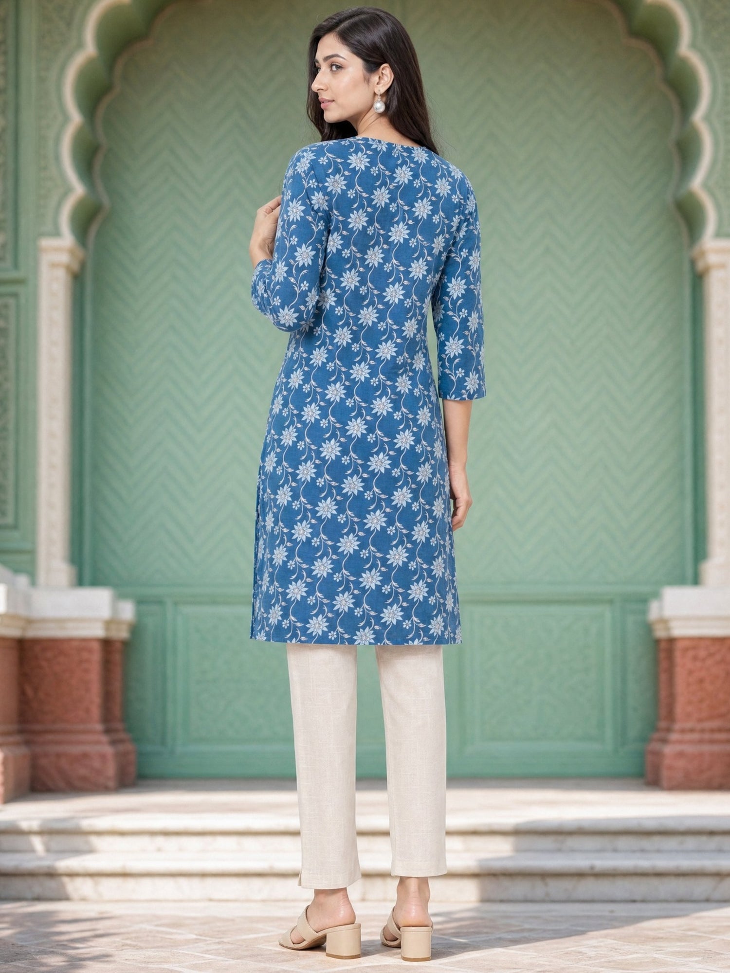Rayon Printed Straight Knee Length Kurta
