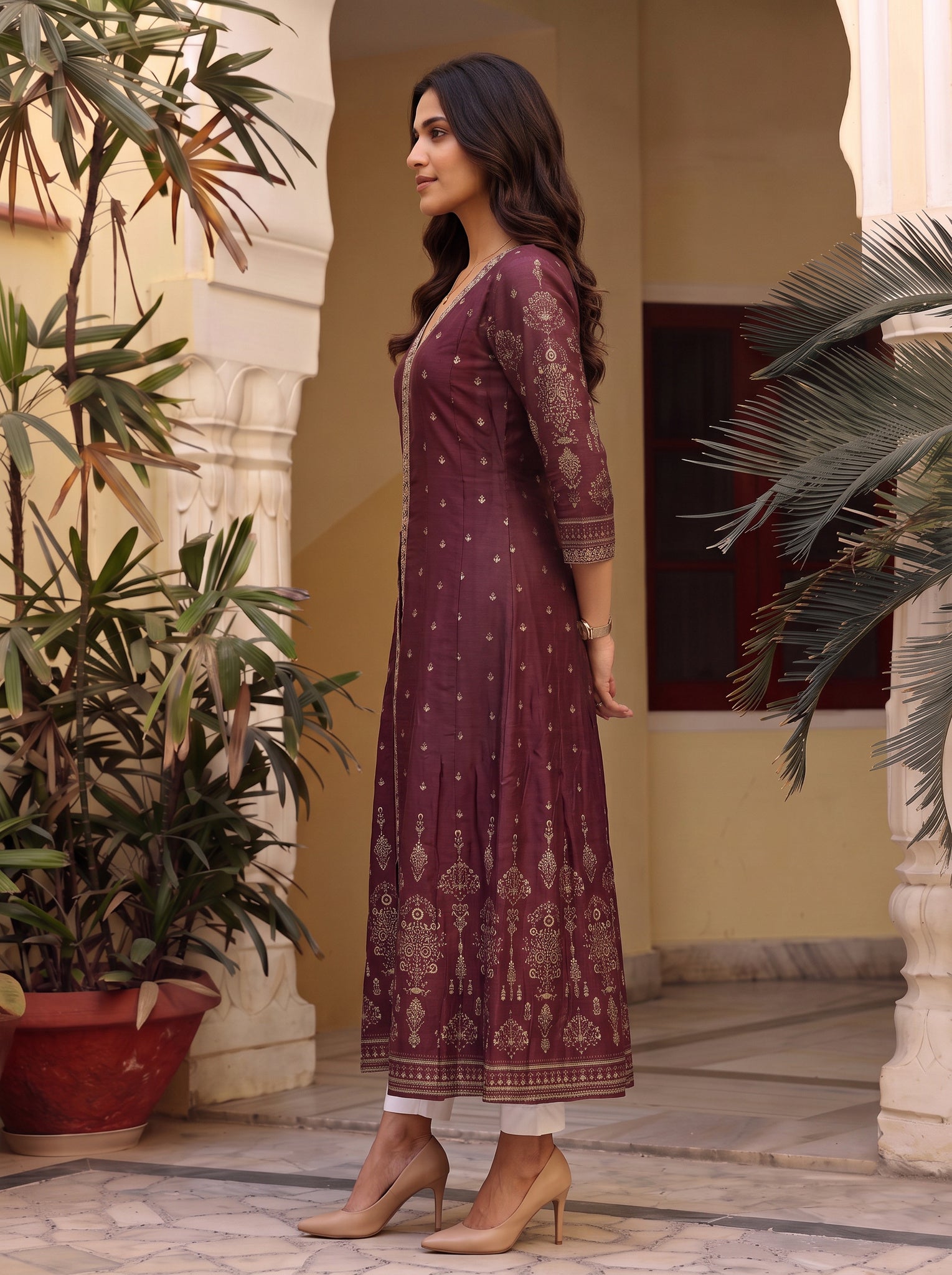 Viscose Embroidered Straight Calf Length Kurta