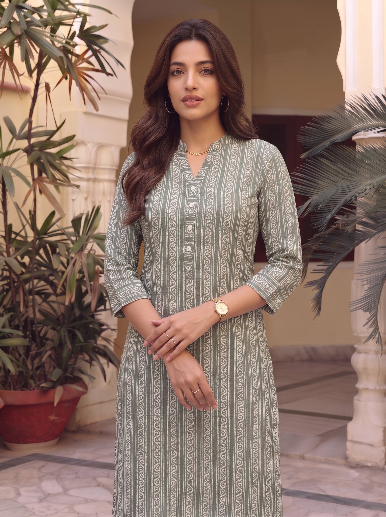 Viscose Printed Straight Knee Length Kurta