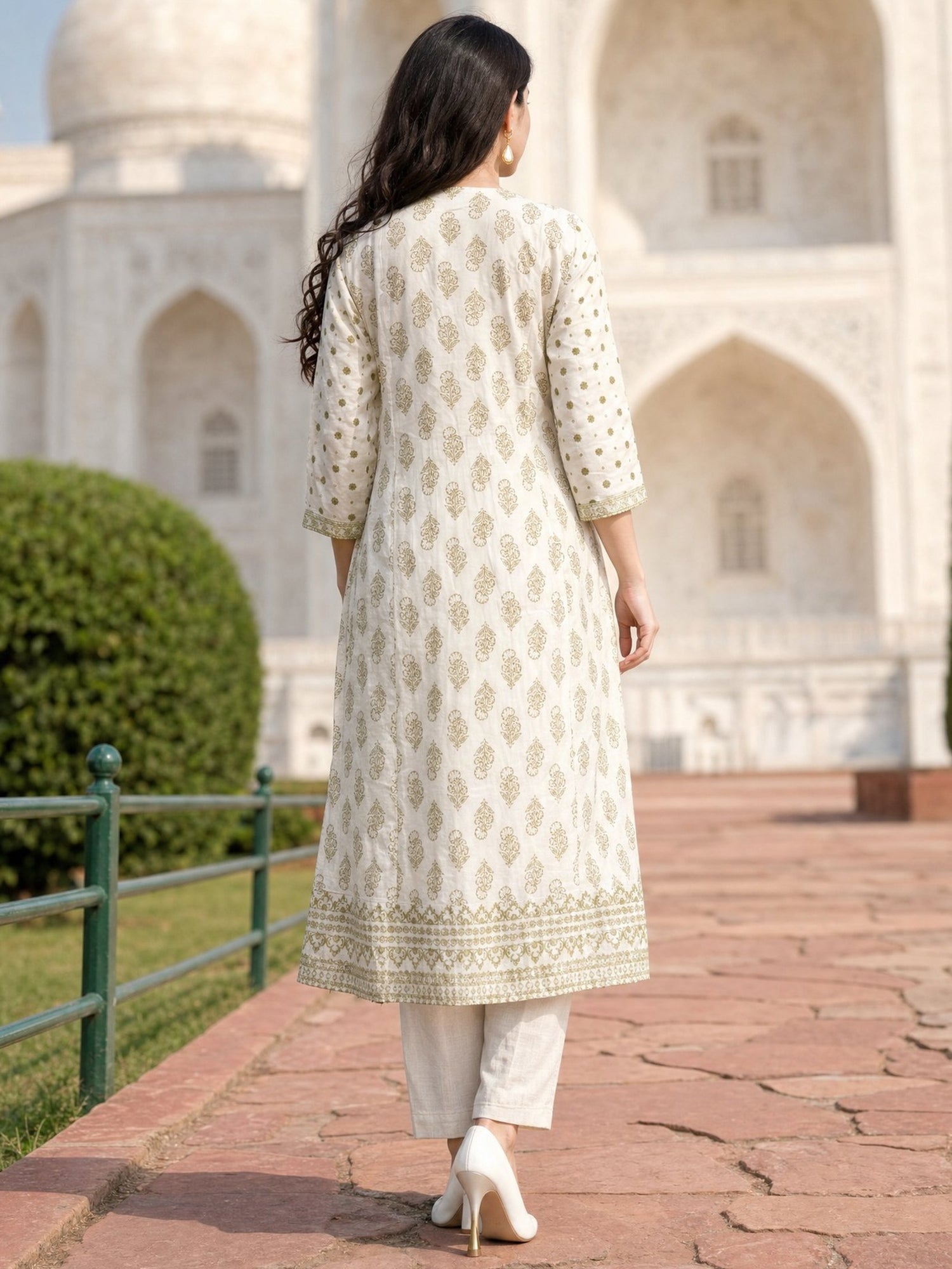 Rayon Embroidered Flared Calf Length Kurta