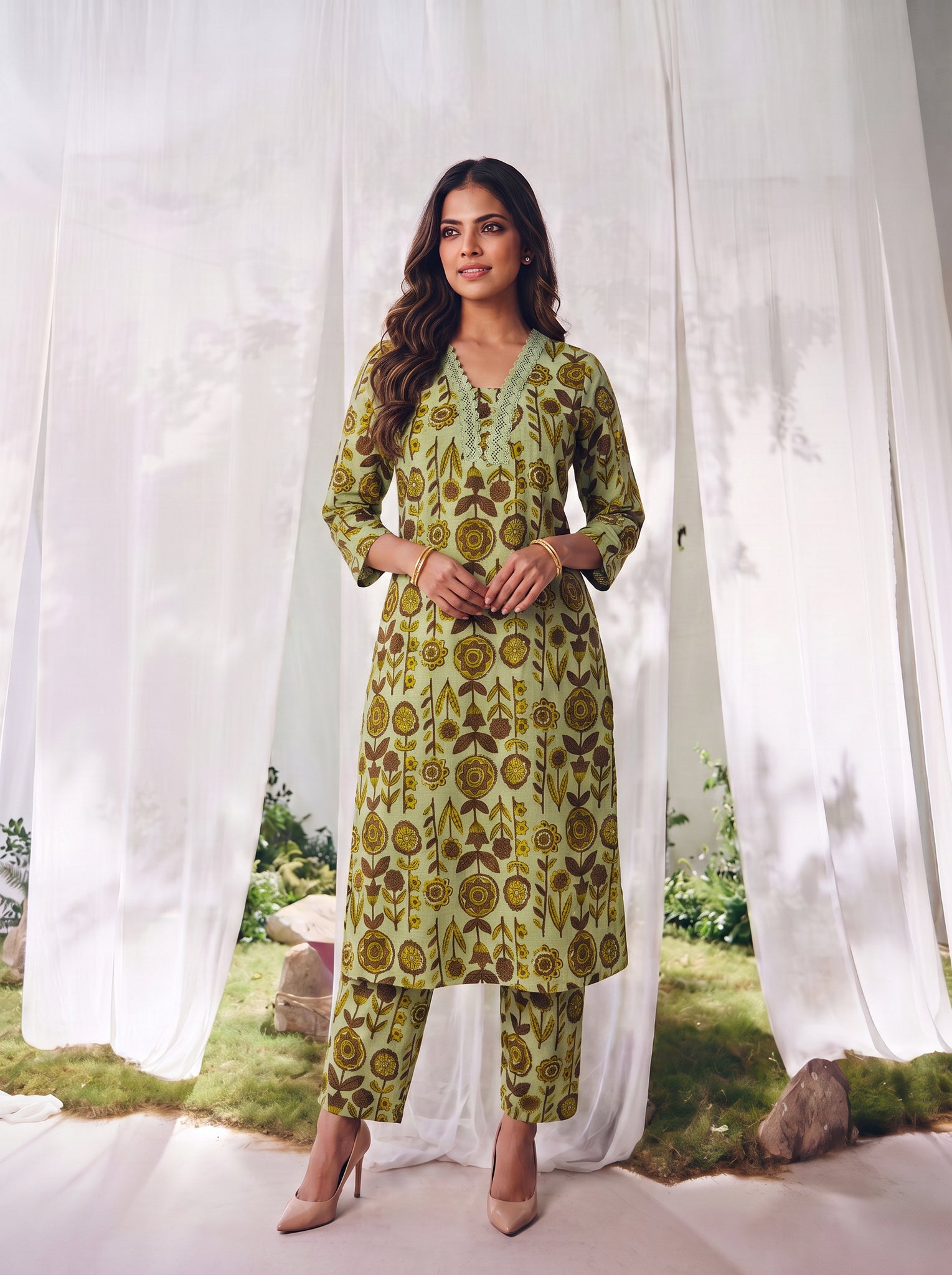 Cotton Printed Straight Co-Ord Set