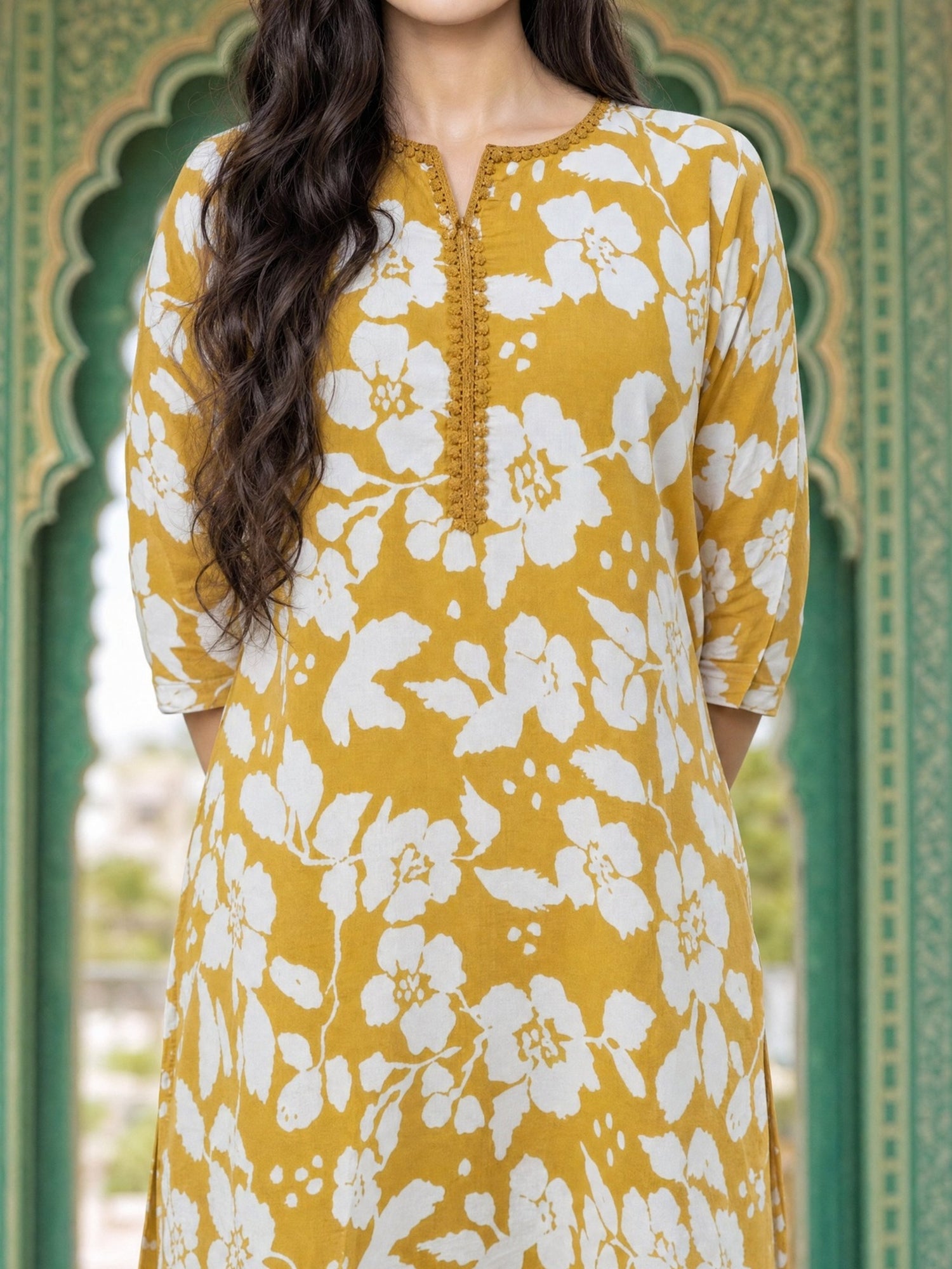 Rayon Printed Straight Knee Length Kurta
