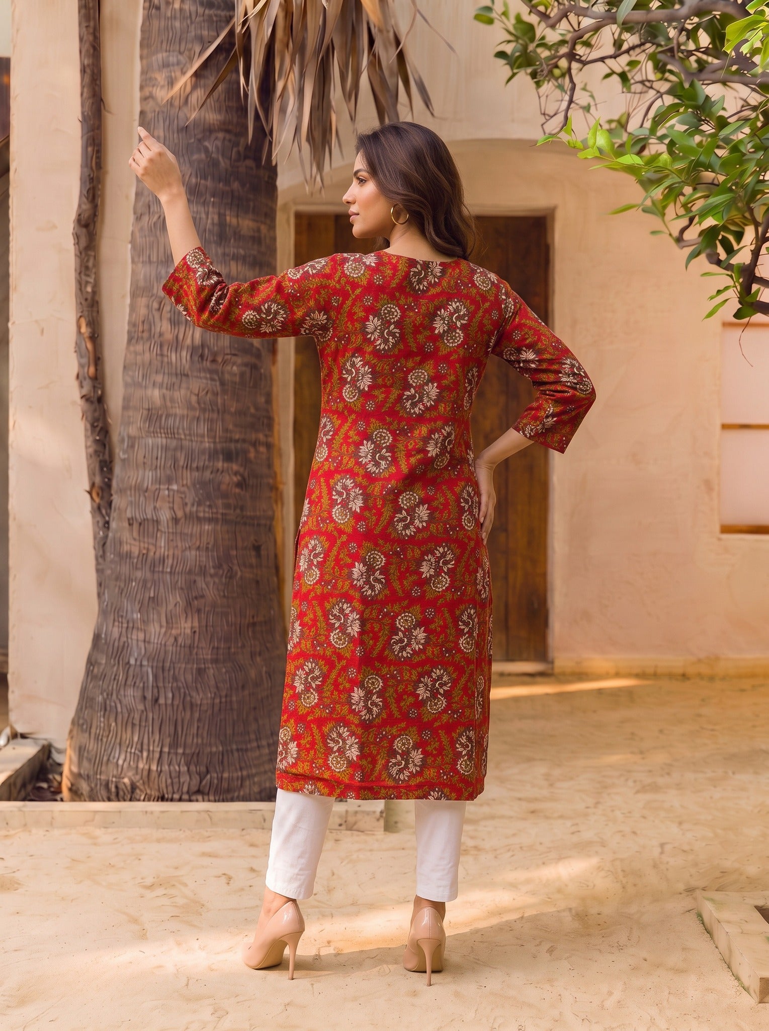 Rayon Printed Straight Knee Length Kurta