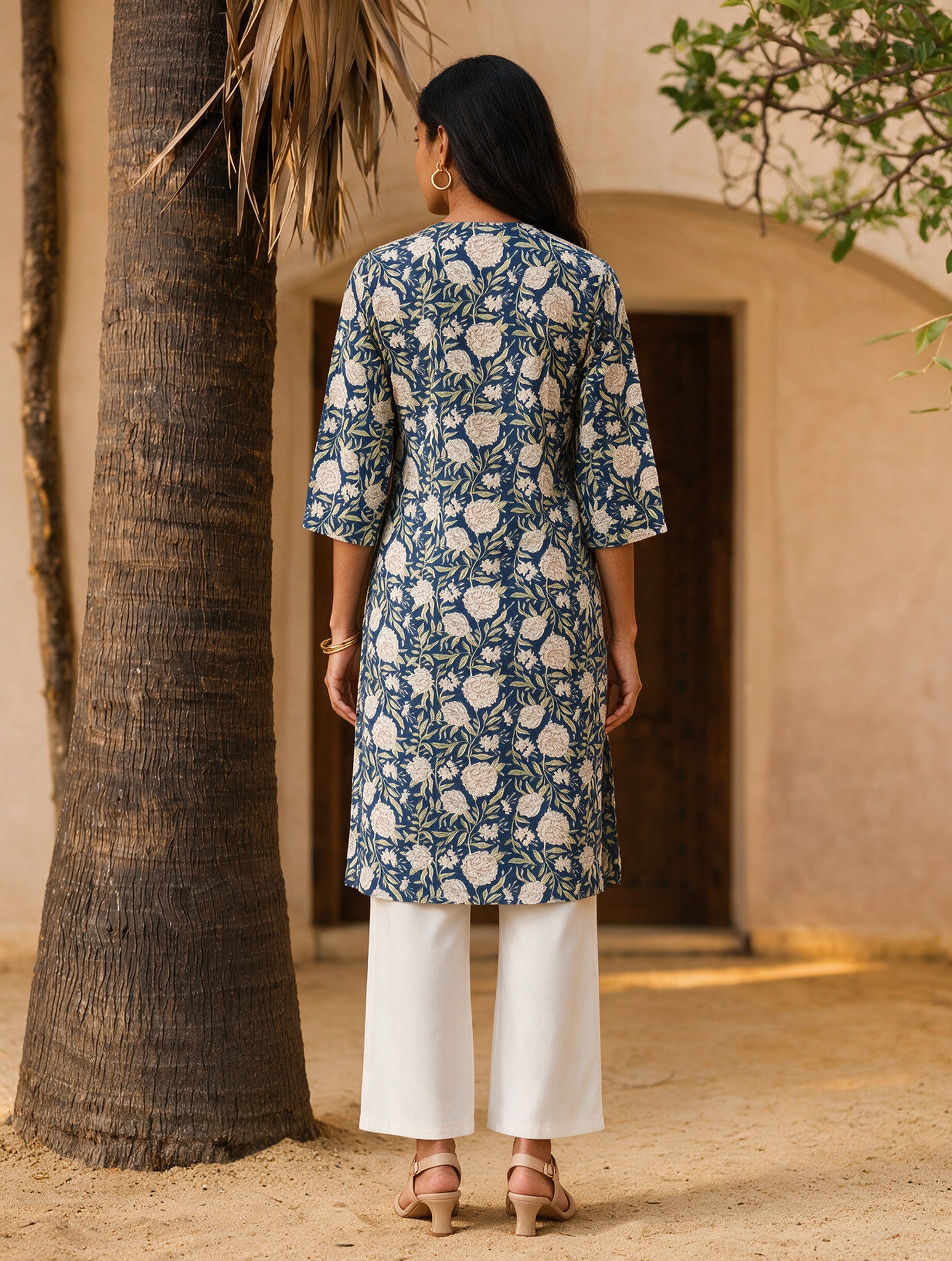 Cotton Printed Straight Knee Length Kurta