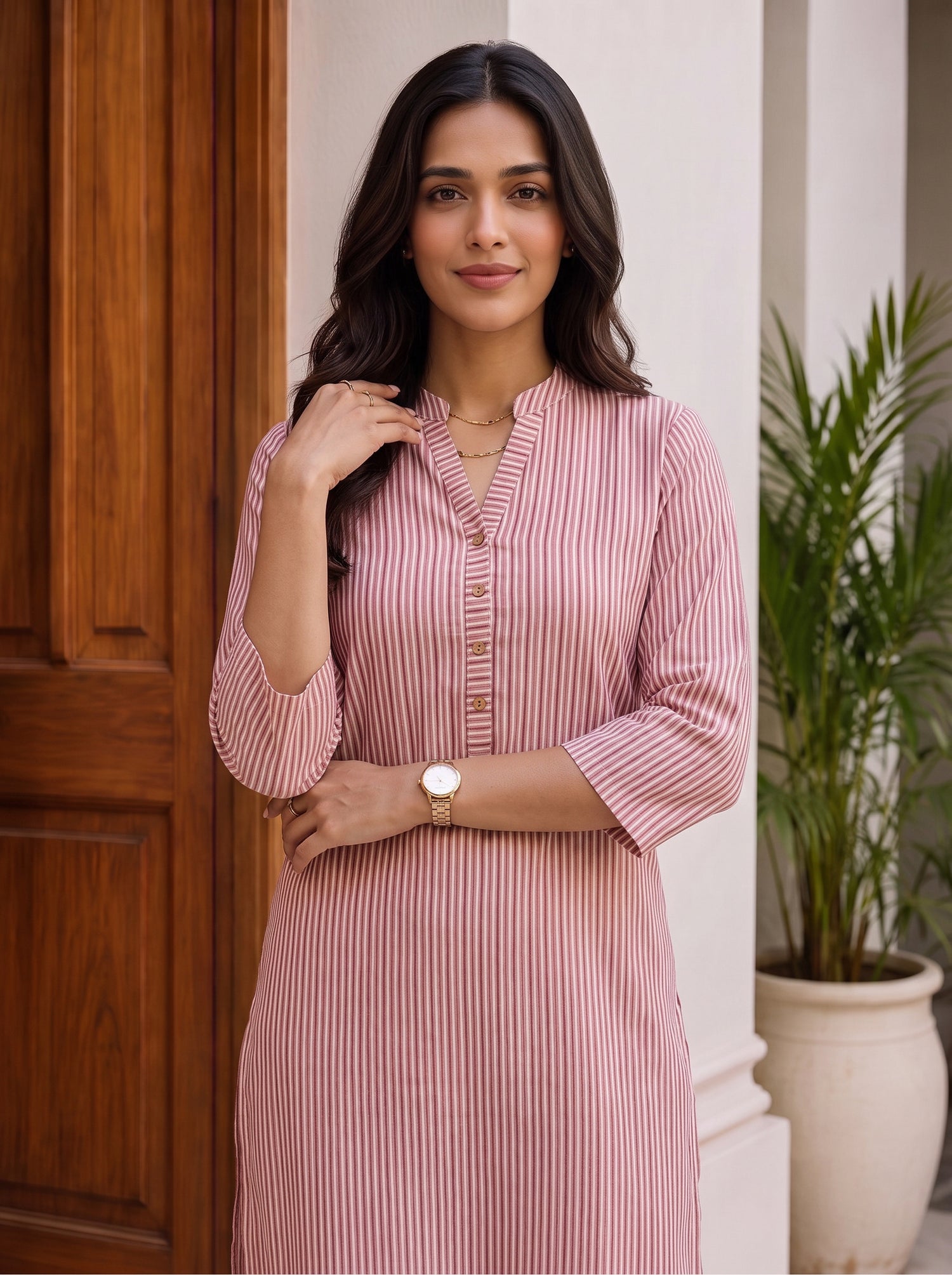 Buy Cotton Printed Straight Knee Length Kurta-Rust