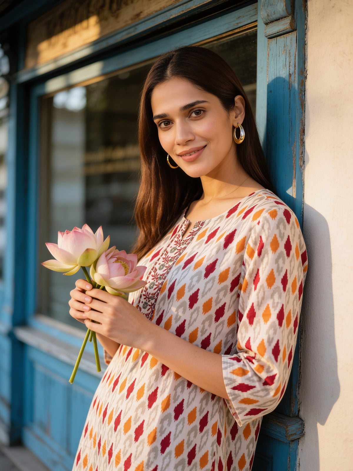 Buy Rayon Embroidered Straight Knee Length Kurta-Blue