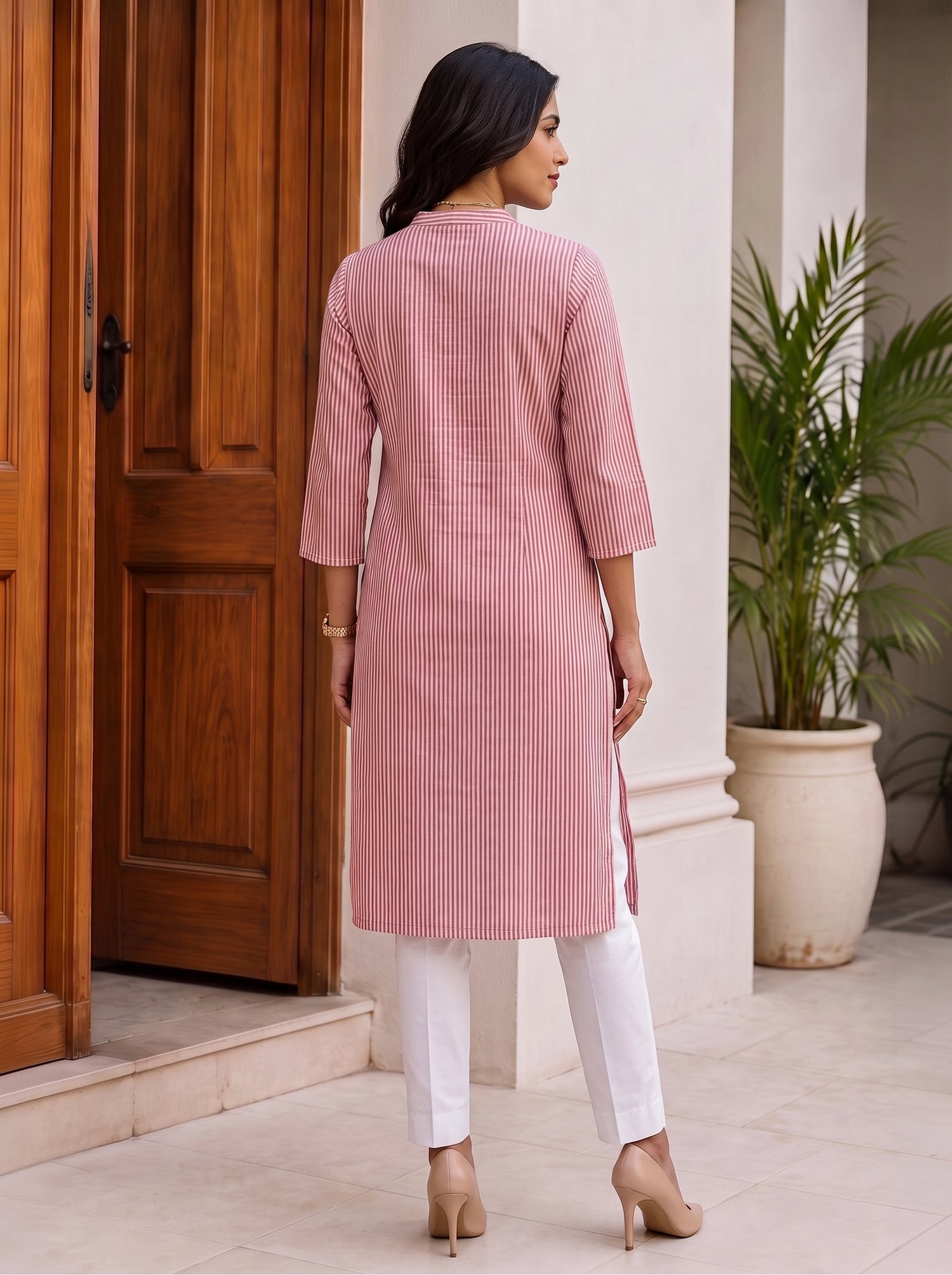 Buy Cotton Printed Straight Knee Length Kurta-Rust