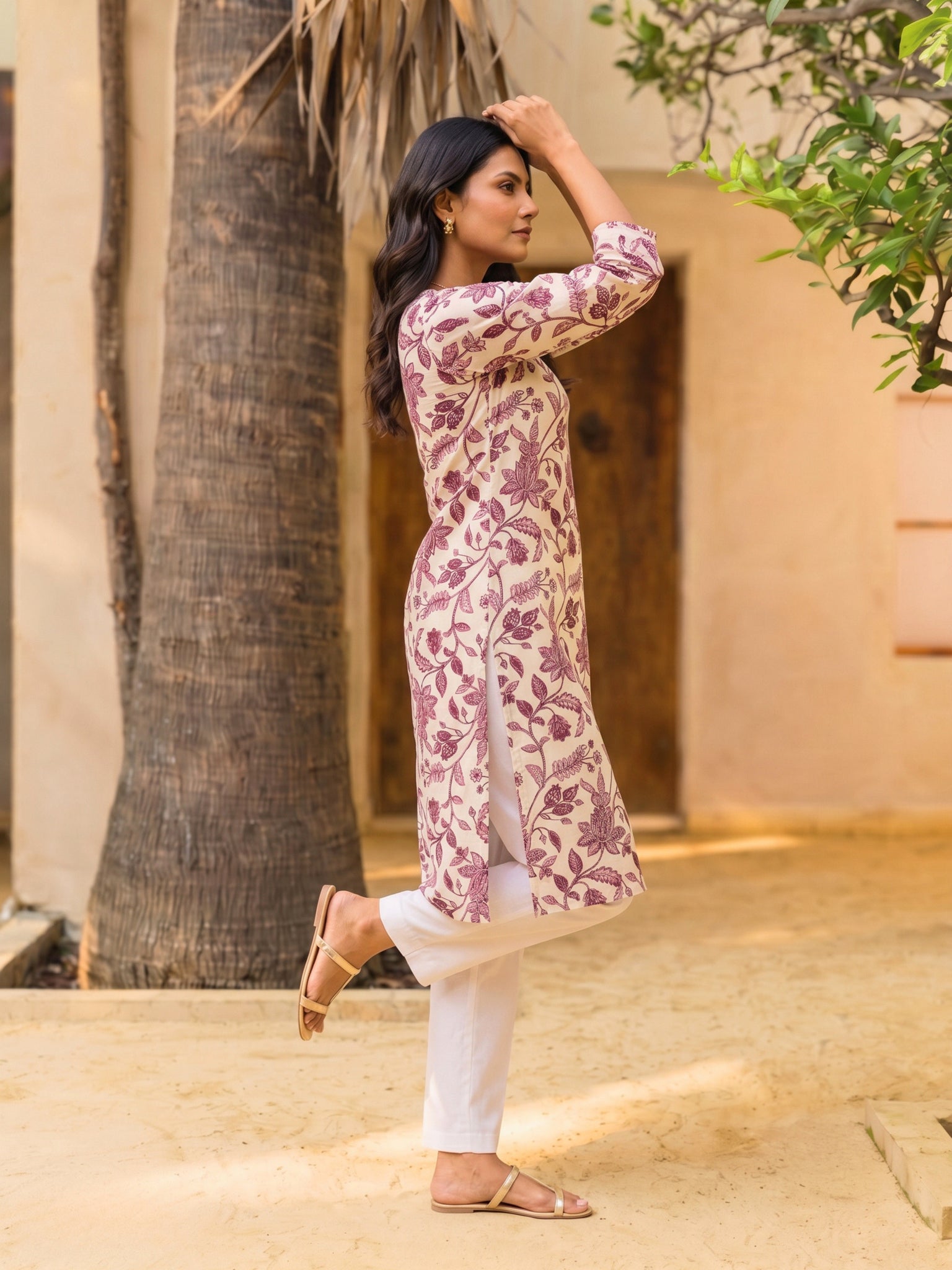 Rayon Printed Straight Knee Length Kurta