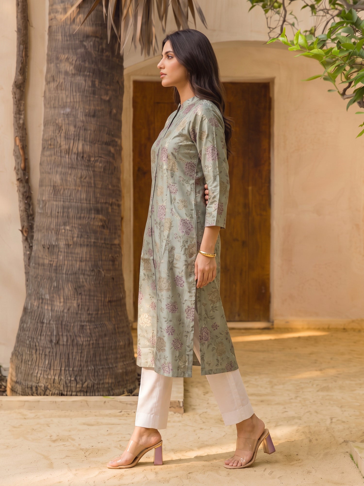 Buy Rayon Printed Straight Calf Length Kurta-Light Green