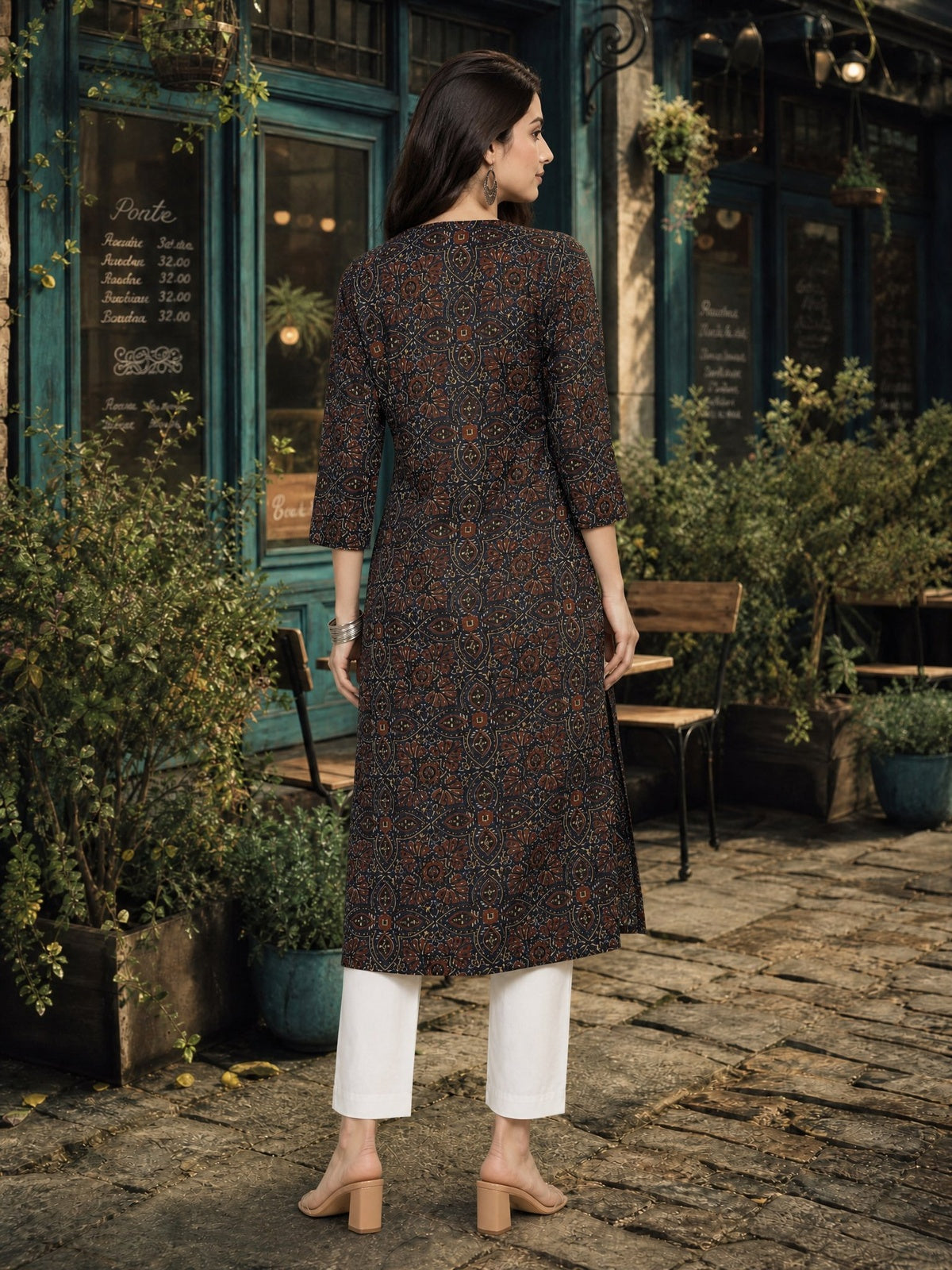 Cotton Printed Straight Knee Length Kurta