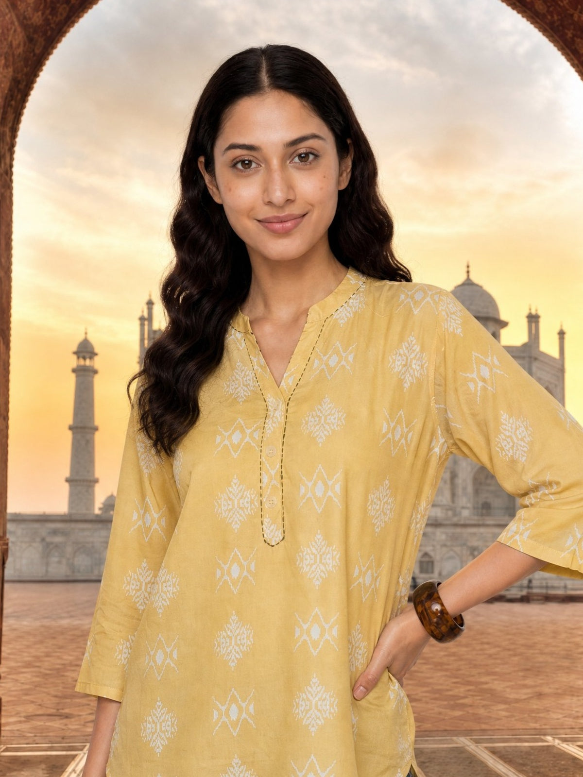 Rayon Printed Straight Short Length Short Kurta
