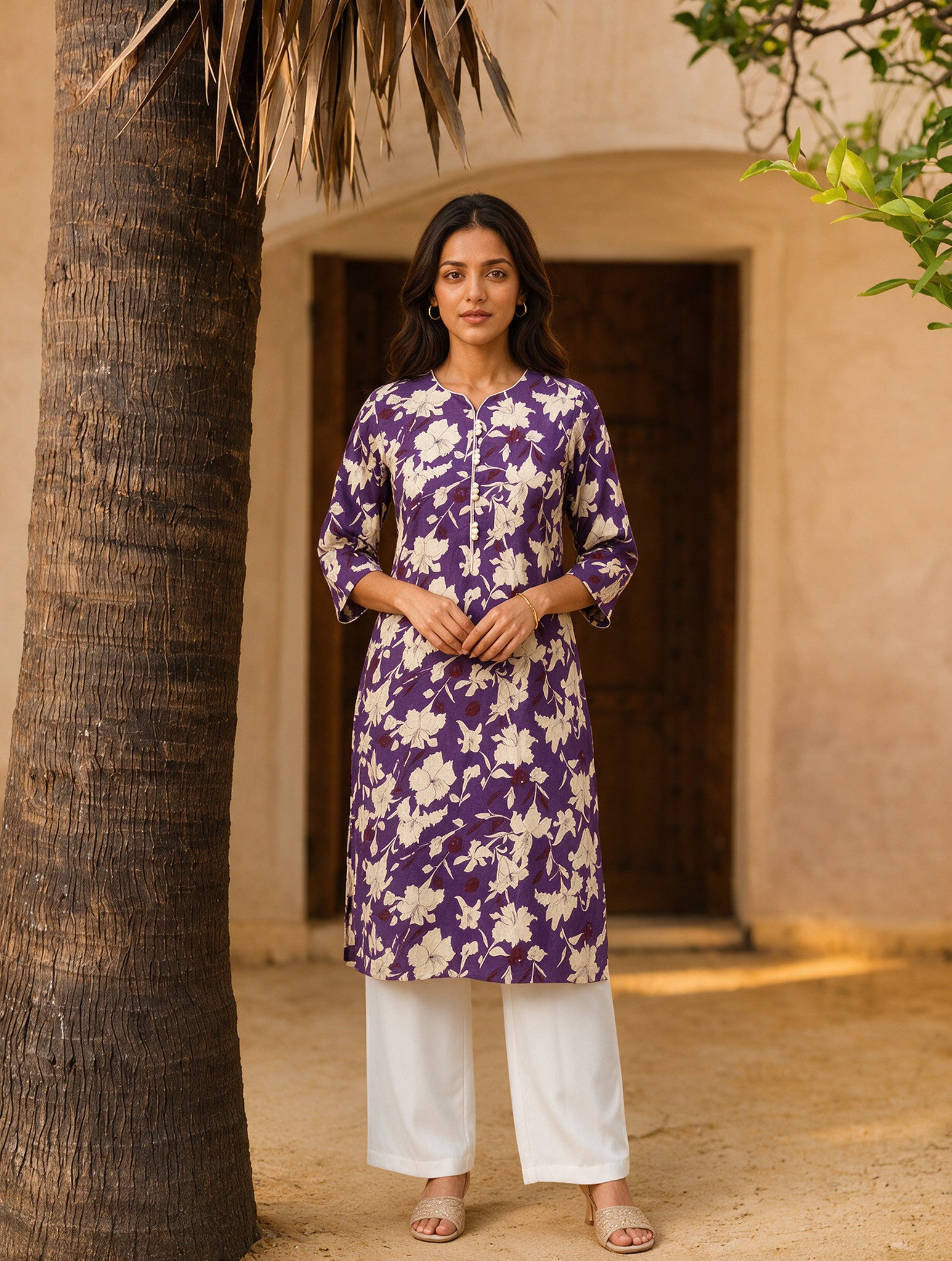 Cotton Printed Straight Knee Length Kurta