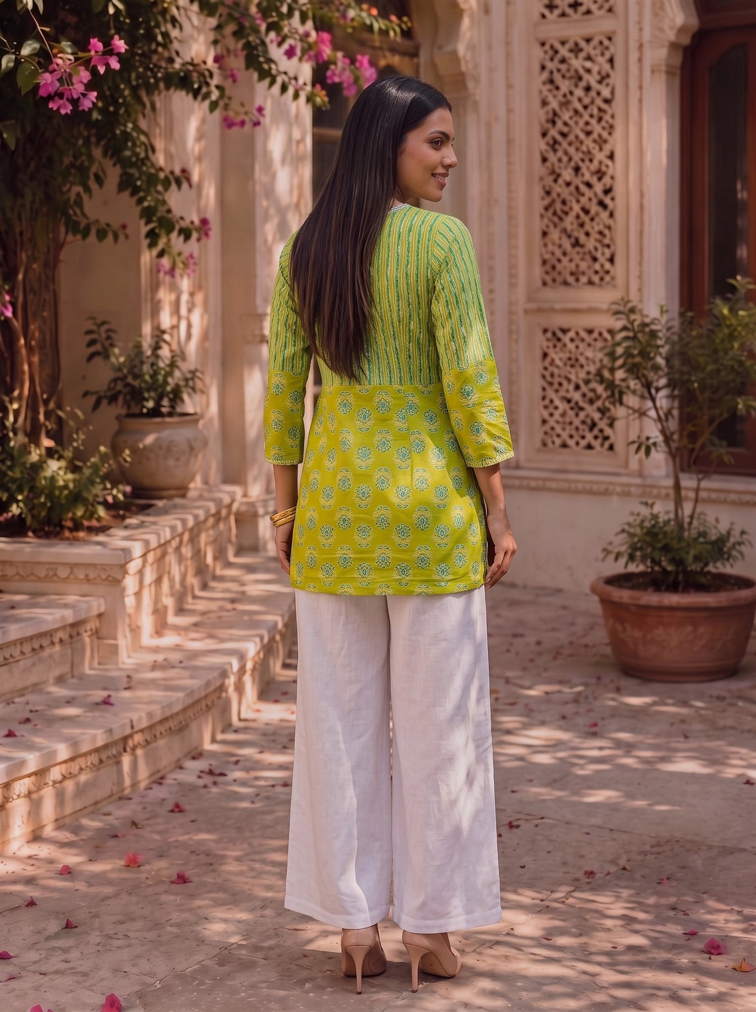 Buy Rayon Embroidered Straight Short Length Short Kurta-Green