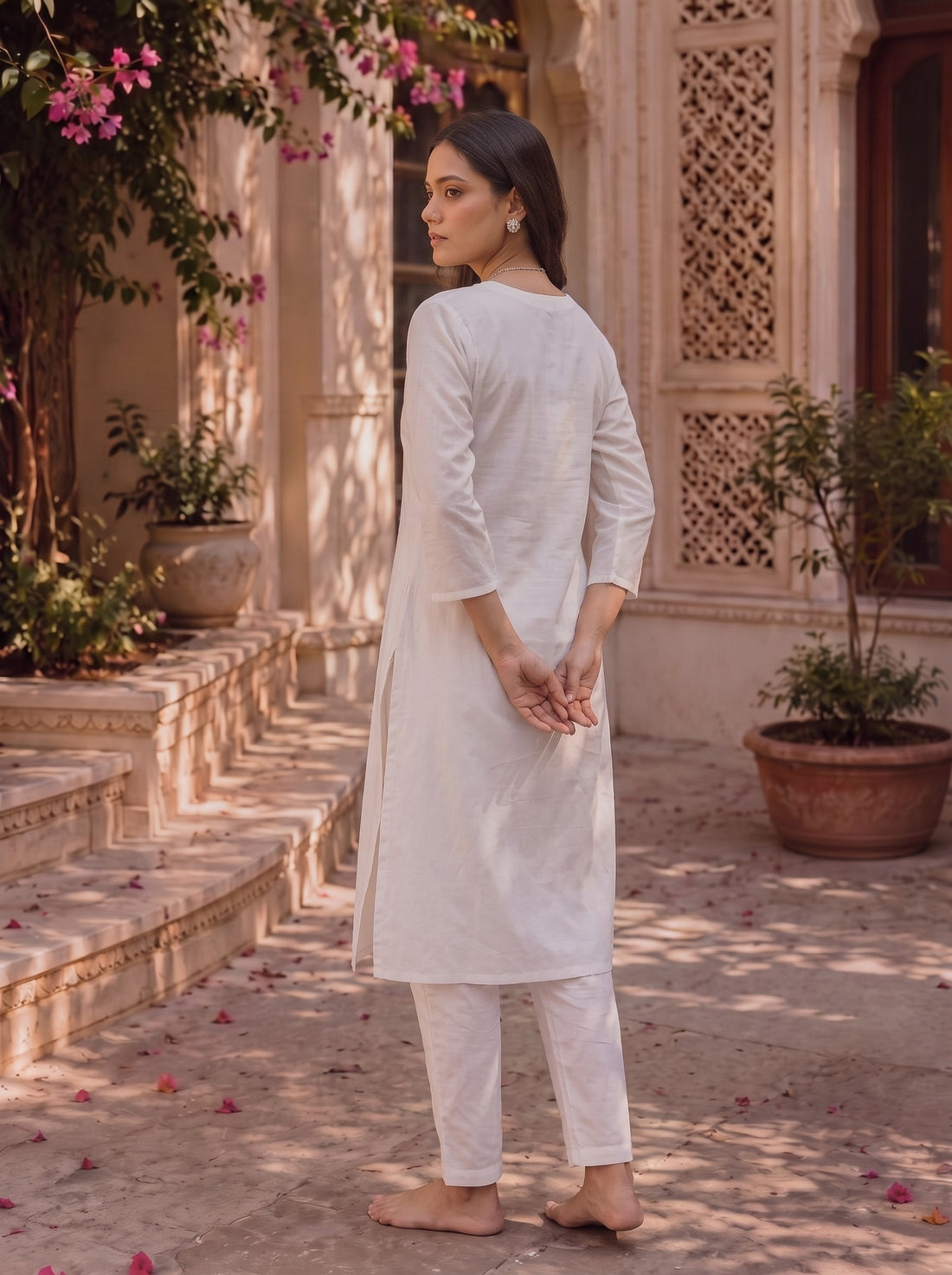 Buy Rayon Embroidered Straight Short Length Short Kurta-Off White