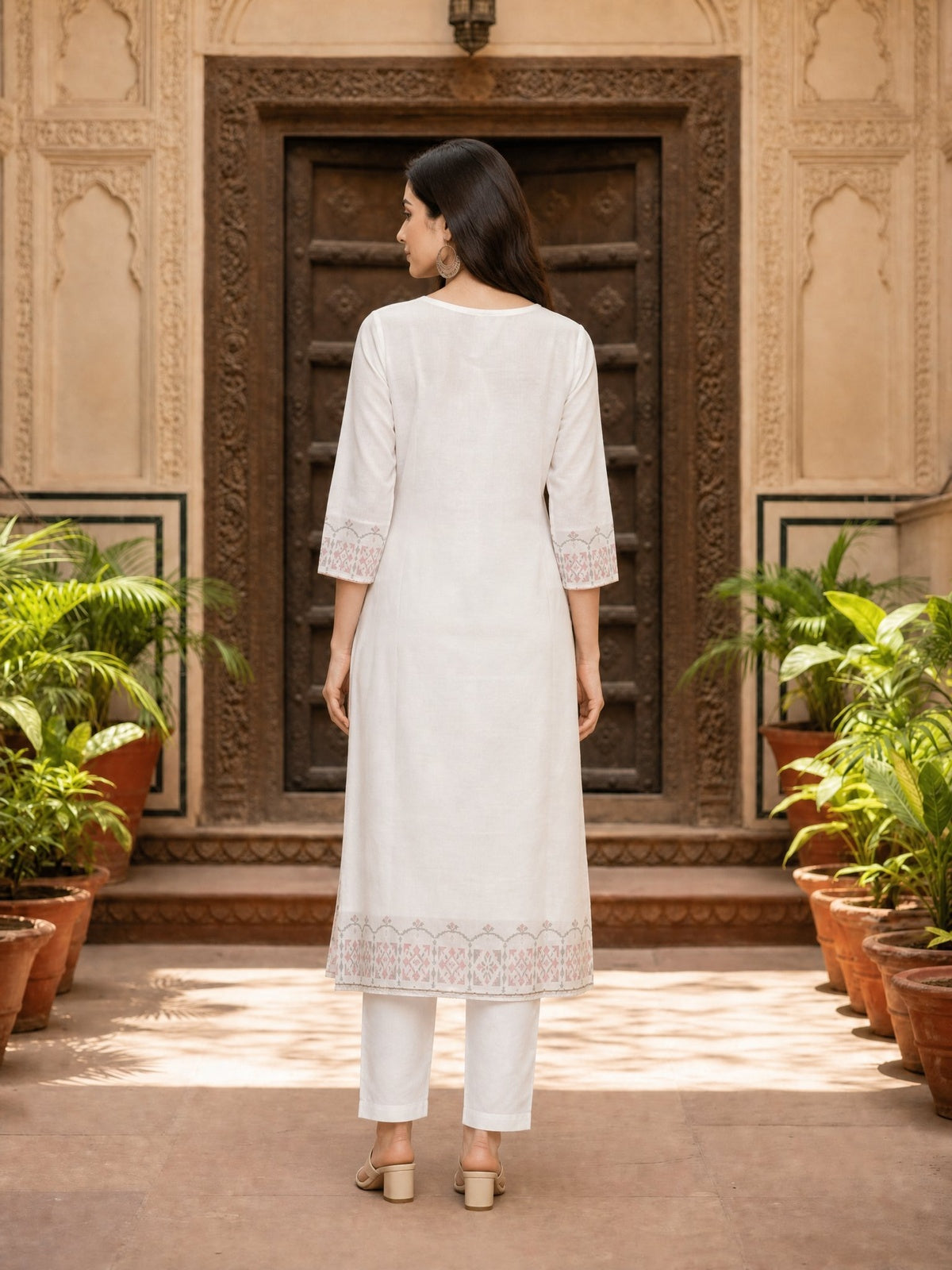 Buy Rayon Embroidered Straight Calf Length Kurta-Red